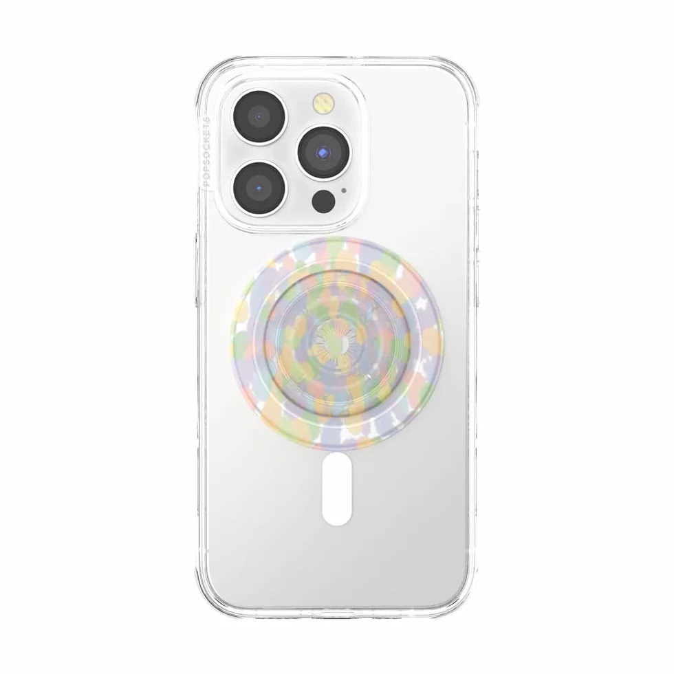 PopSockets: PopGrip Round dla MagSafe - Pierścień Adaptera do MagSafe w Zestawie - Rozkładany uchwyt i stojak do telefonów z wymiennymi krążkami PopTop - Rainbow Glass