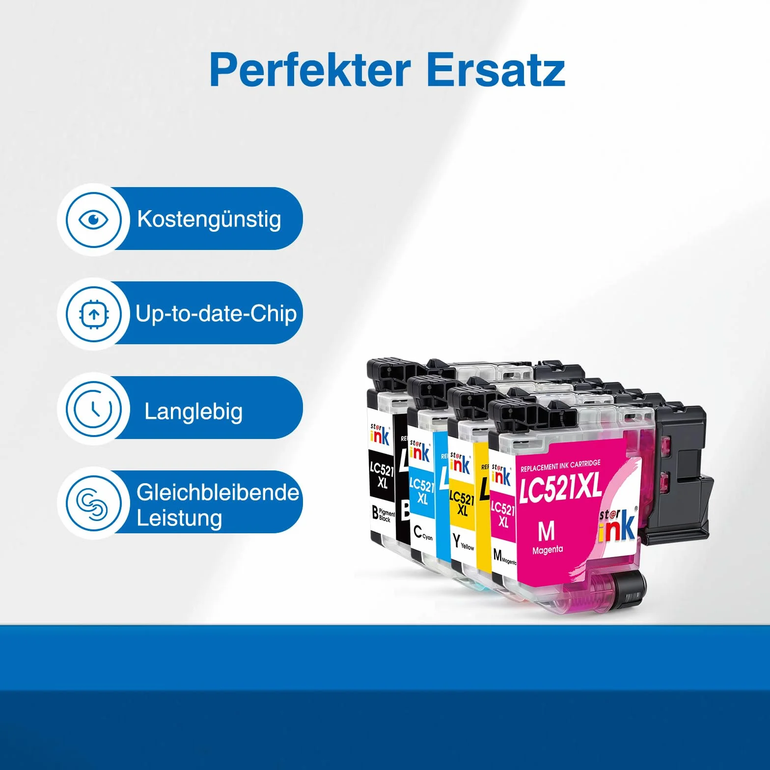 Starink Wkłady atramentowe LC521VAL kompatybilne z Brother LC521, LC 521 do Brother DCP-J1260W, DCP-J1310DW, DCP-J1313DW, DCP-J1360DW, DCP-J1460DW, czarne, cyjan, magenta, żółte, 4 sztuki