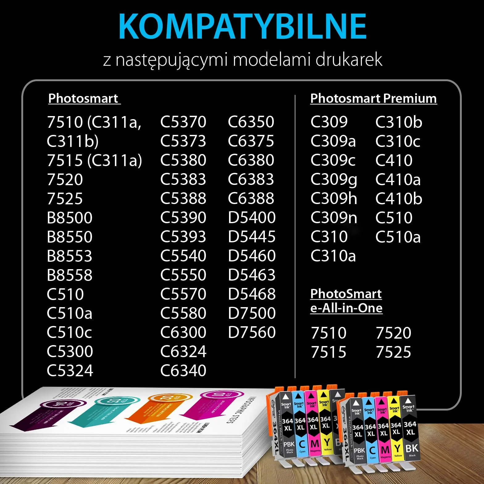 Smart Ink Kompatybilne Tusz Zamiennik do HP 364XL 364 XL Wielopak 10 sztuk (2PBK,2BK & 2C/M/Y) do użytku z Photosmart 5520 5510 5524 6520 5515 OfficeJet 4620 4622 DeskJet 3520 3070a