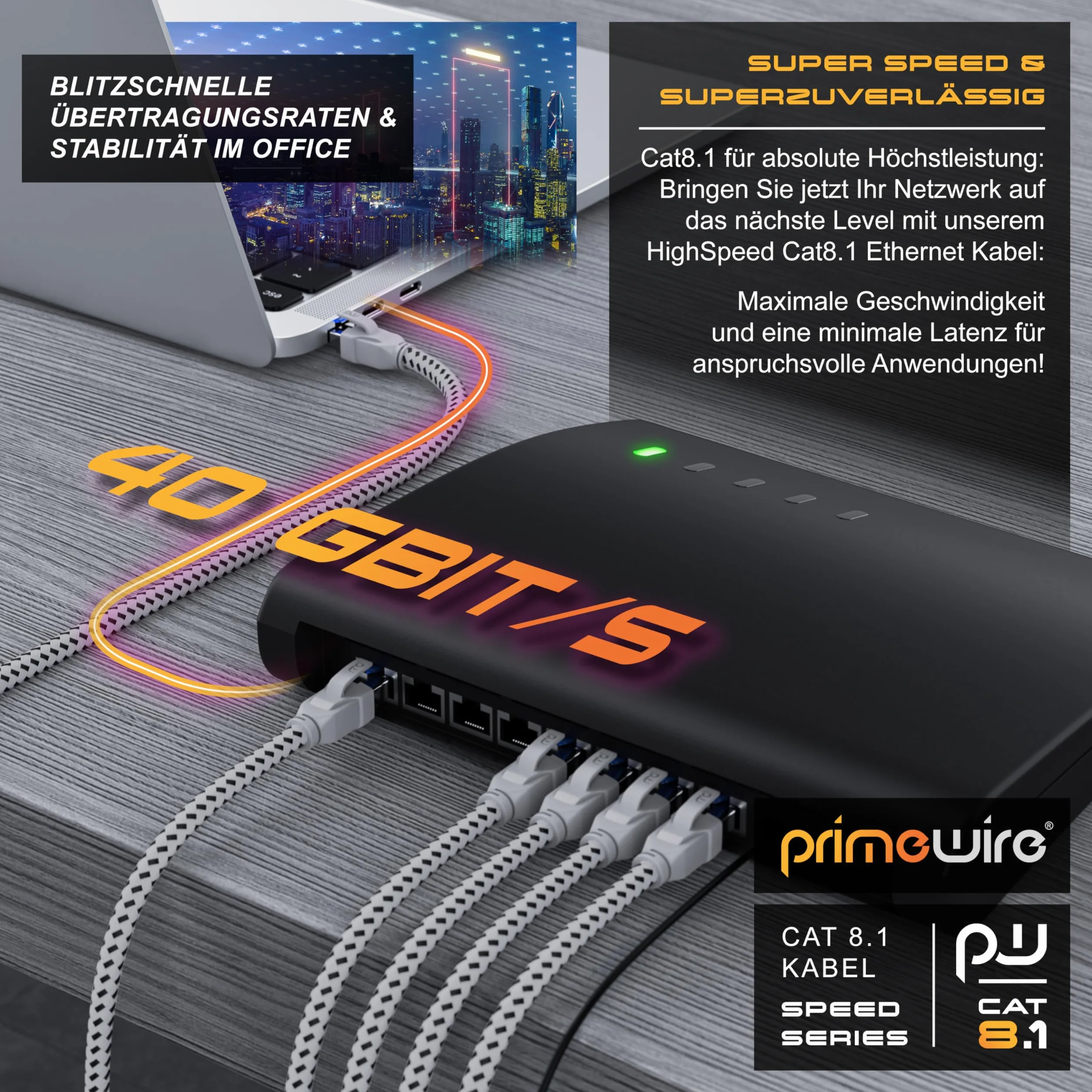 CSL kabel sieciowy CAT 8 - LAN kabel krosowy - płaszcz bawełniany - CAT8.1 High Speed Gigabit Ethernet Cable - 40 Gbits - S/FTP PIMF - wtyczka RJ45 - Cat6 Cat7 Cat8 komp - 3 metry - biały