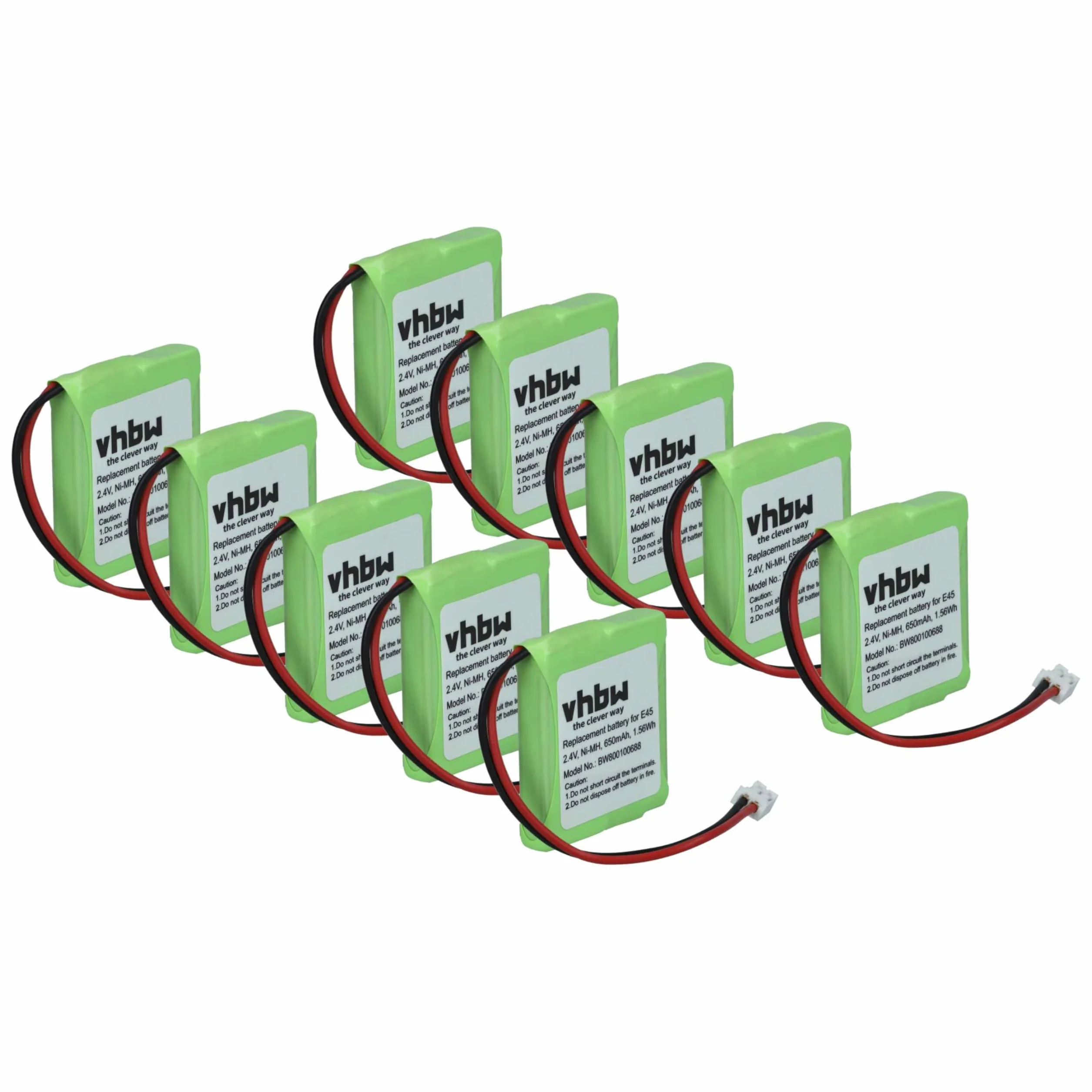 vhbw 10 x bateria zastępuje Siemens V30145-K1310-X382, S30852-D1751-X1 do telefonu bezprzewodowego (650mAh, 2,4V, NiMH)