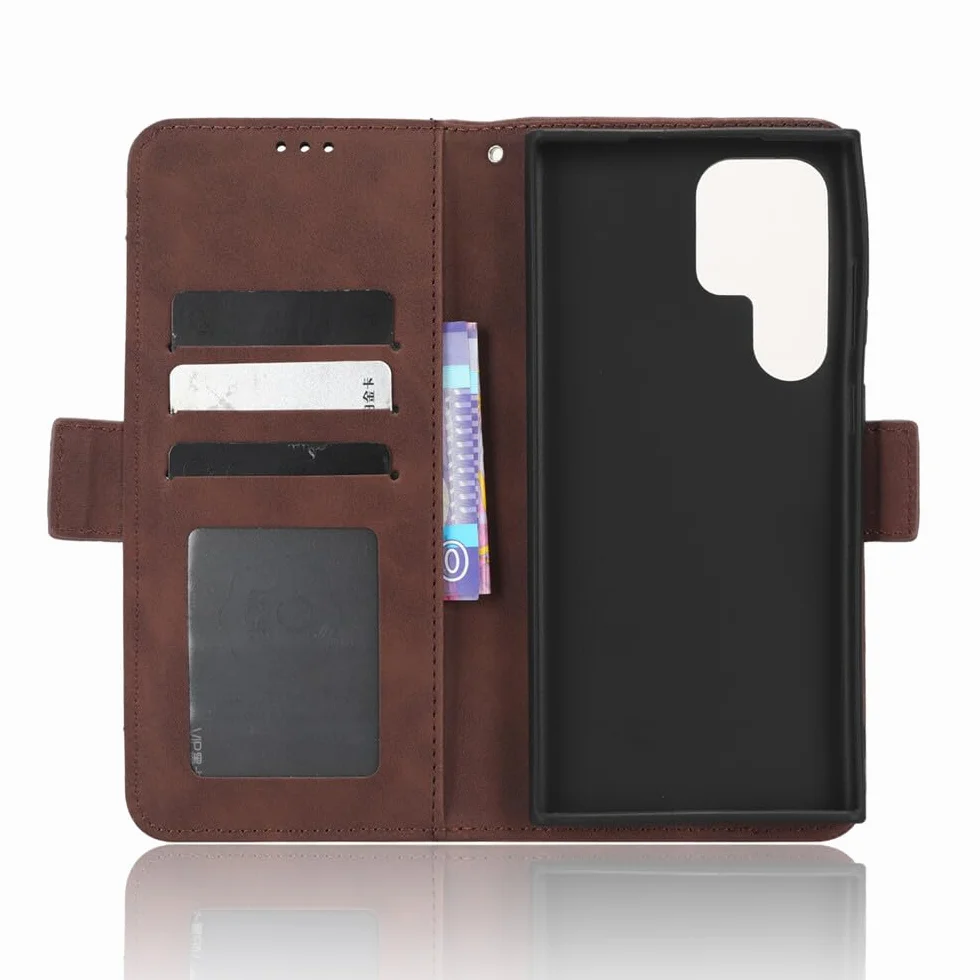 Generic etui kompatybilne z Samsung Galaxy S21 (kolor: czarny) Multi Wallet Skórzane etui z klapką Magnetyczne retro