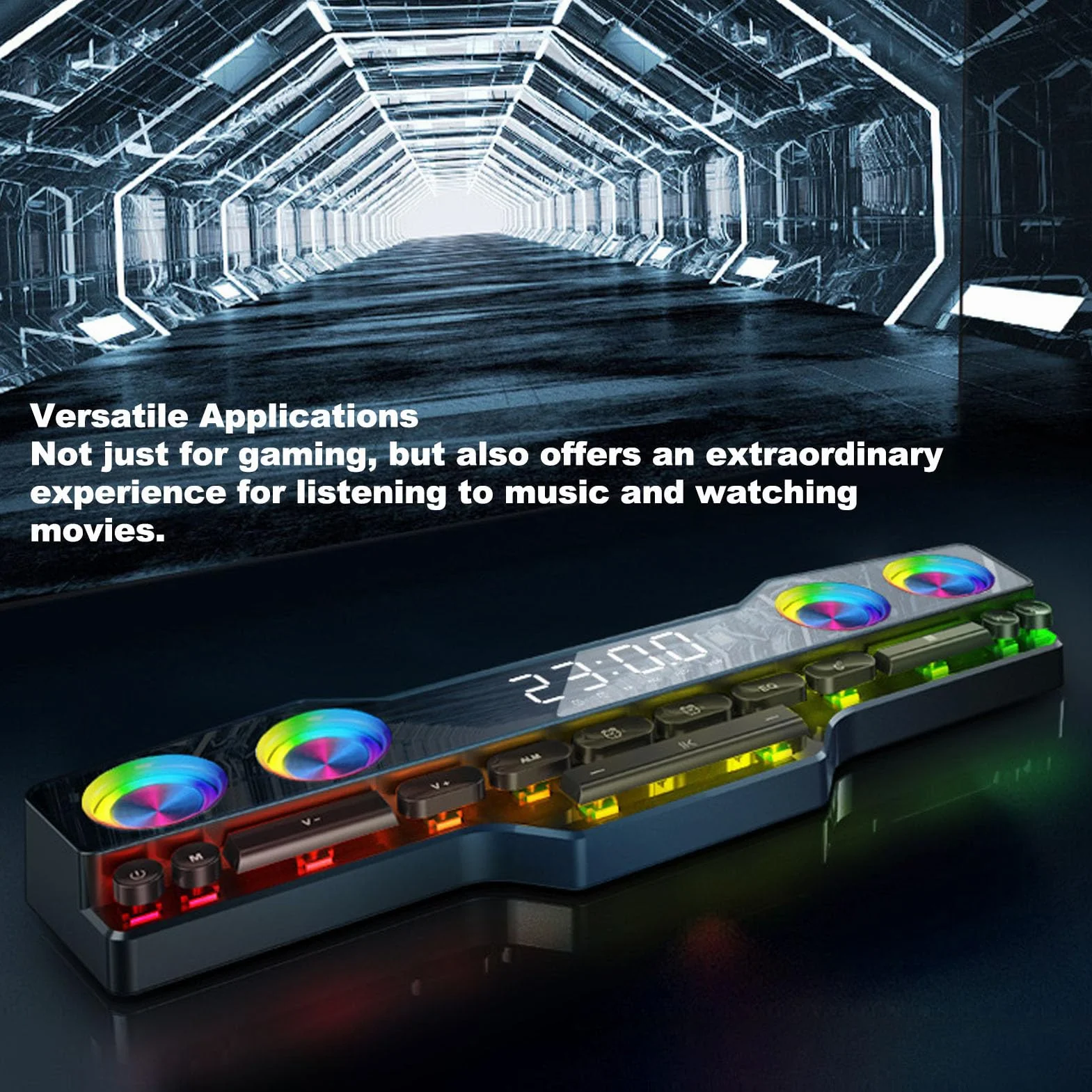 Głośniki do Gier 3600 MAh RGB, Wiele Trybów Odtwarzania Głośnik Komputerowy z Oświetleniem RGB, Unikalny System Głośników Komputerowych w Kształcie Klawiatury do Laptopów PC