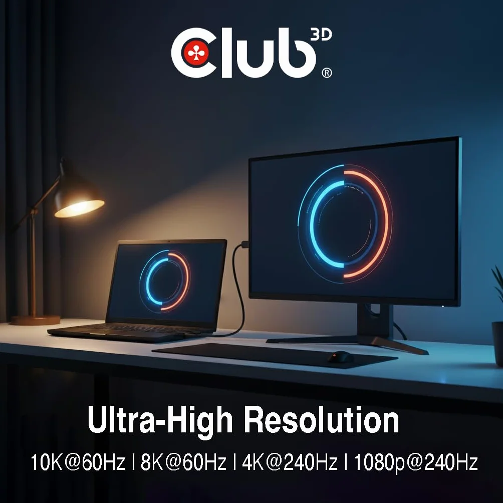 CLUB3D USB Type-C do DISPLAYPORT DP80 BIDIRECTIONAL VESA Certified Cable 1M/3.28 FT - Kabel - Cyfrowy/Daten Kabel USB