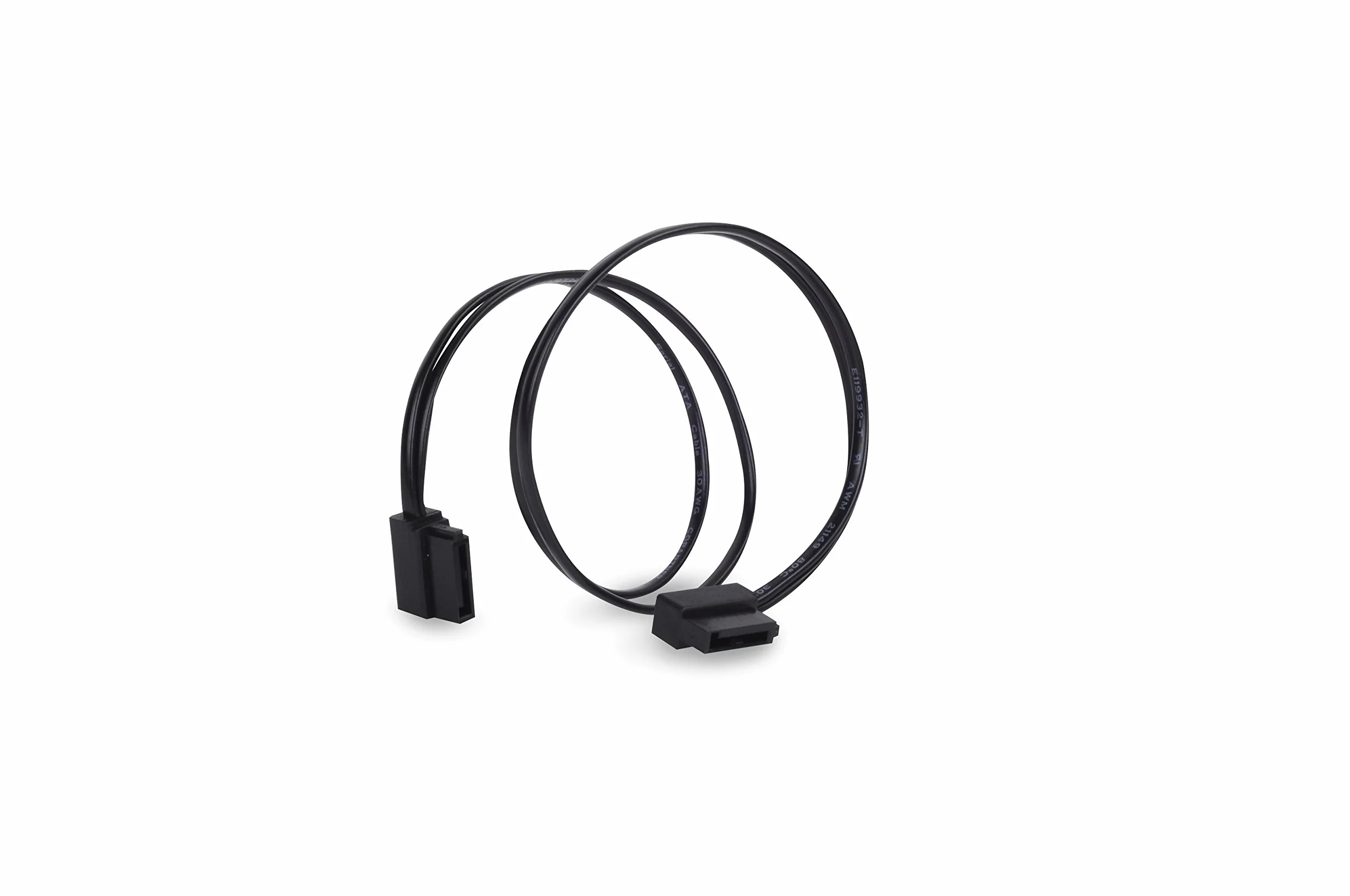 SilverStone SST-CP11-300 Ultra cienki kabel SATA III 6 Gb/s, kabel materiałowy pod kątem 90°, złącza super niskoprofilowe, 30 cm