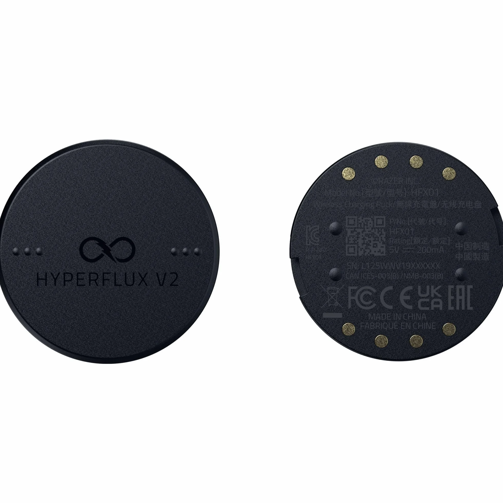 Razer HyperFlux V2 - system bezprzewodowego ładowania myszy do gier - podkładka pod mysz do gier i krążek ładujący (wskaźnik ładowania LED, antypoślizgowe gumowe nóżki) Czarny