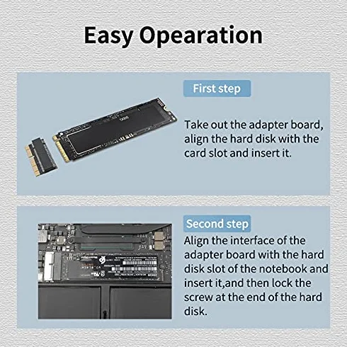 ANYOYO M.2 NVMe SSD Convert Adapter Card do Upgrade MacBook Air 2013 2014 2015 2016 2017 i Mac Pro Retina 2013 2014 2015 (czarny)