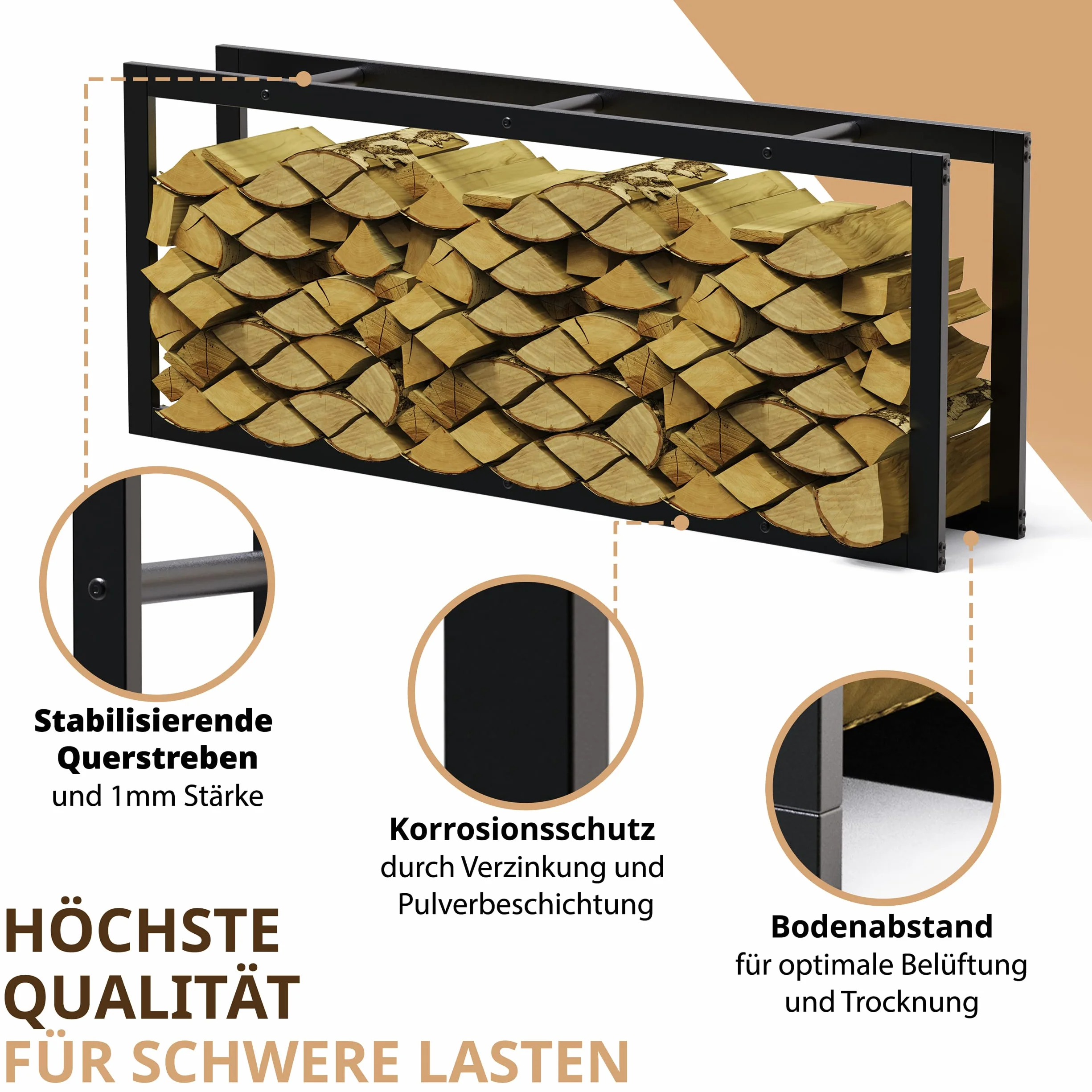 Stojak na drewno opałowe metal ocynkowany 60x25x150 czarny