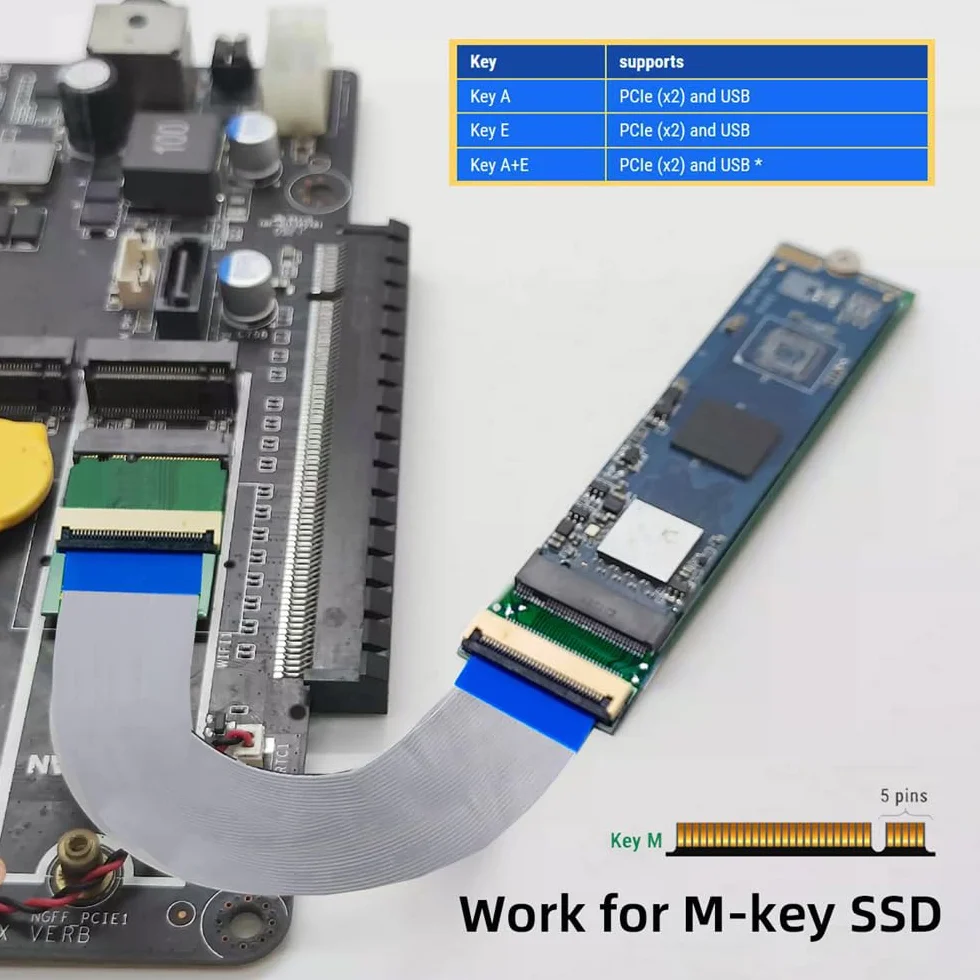 2230 NGFF A+E-Key męski na NVME M-key żeński kabel przedłużający do płyty głównej laptopa SSD 2280