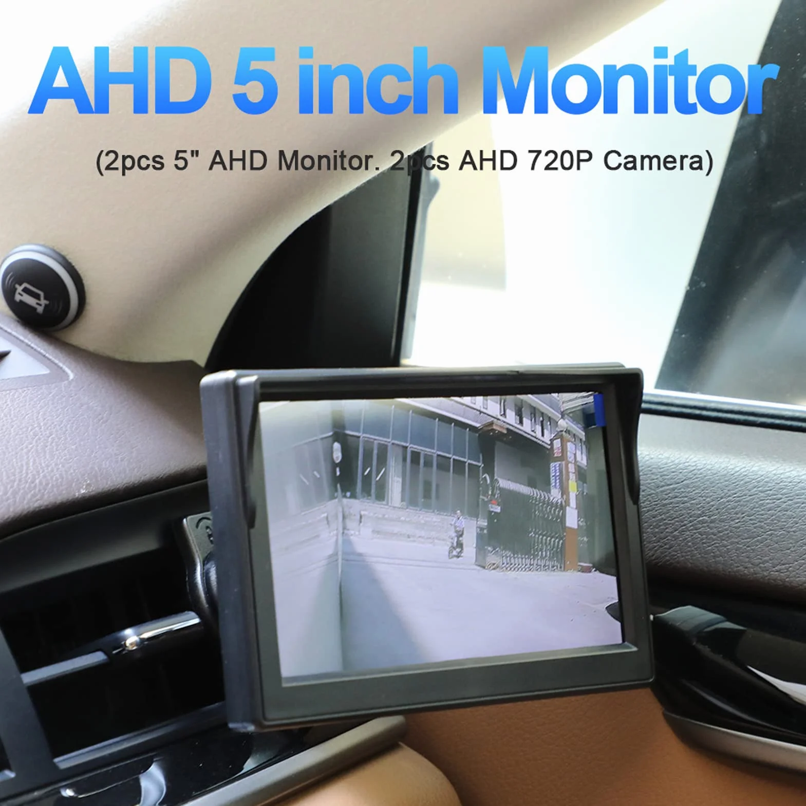 Zestaw Kamery z Widokiem z Boku, Ekran Monitora Kamery Samochodowej, 5-calowy Monitor LCD Night Vision IP67 Wodoodporny System Kamery Cofania