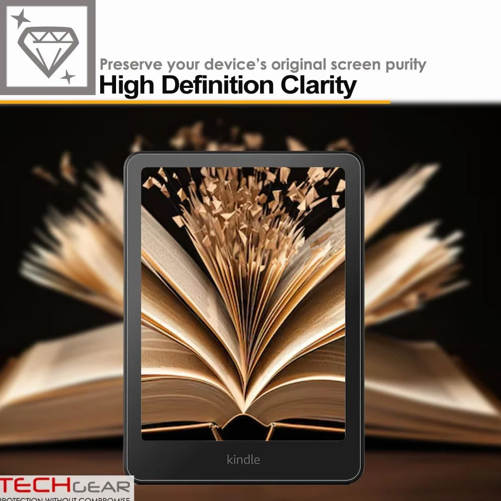 TECHGEAR 2-pak ochraniaczy ekranu do 17.8 cm Amazon Kindle Paperwhite/Signature/Paperwhite Kids/Kindle Colorsoft (wydanie 2024 / 12. generacji) CLEAR pełna osłona ekranu wyświetlacza LCD