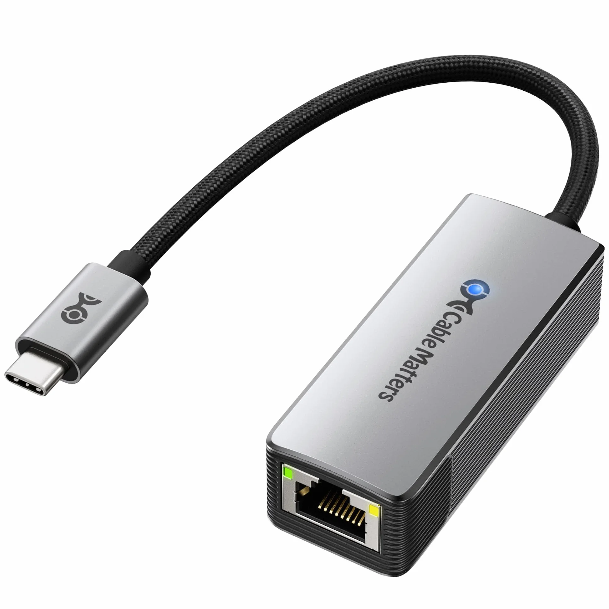 Cable Matters Adapter USB-C do Ethernet 10 Gb, Cichy i Niskotemperaturowy | Rzeczywista prędkość ok. 7 Gbps w Windows i 5 Gbps w macOS, zgodny z USB4 i Thunderbolt 5/4/3