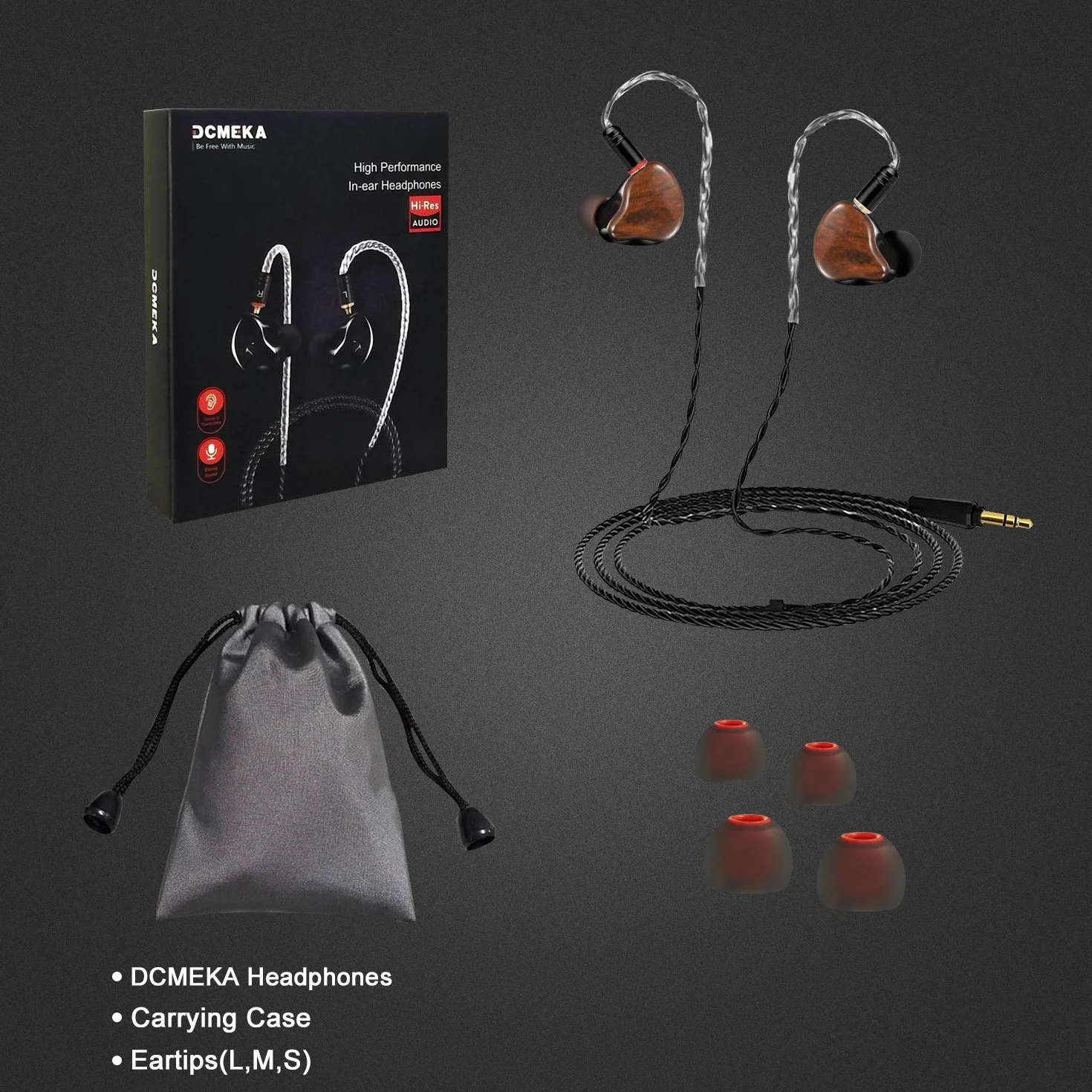 in Ear Monitor Headphones, HiFi Stereo IEM Earphones, Dynamic Dual Driver Wired Earbuds with Detachable Cable, Noise Canceling Headset for Singers Musicians Drummers Audiophile (Wood Grain)
