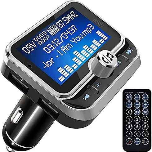 Adapter audio Bluetooth. Nadajnik FM Car Bluetooth MP3. Gracz Dual. USB QC 3.0. Szybka ładowarka AUX. Samochód audio. FM. Modulator z pilotem TF. Karta (Color Name : FM transmitter)