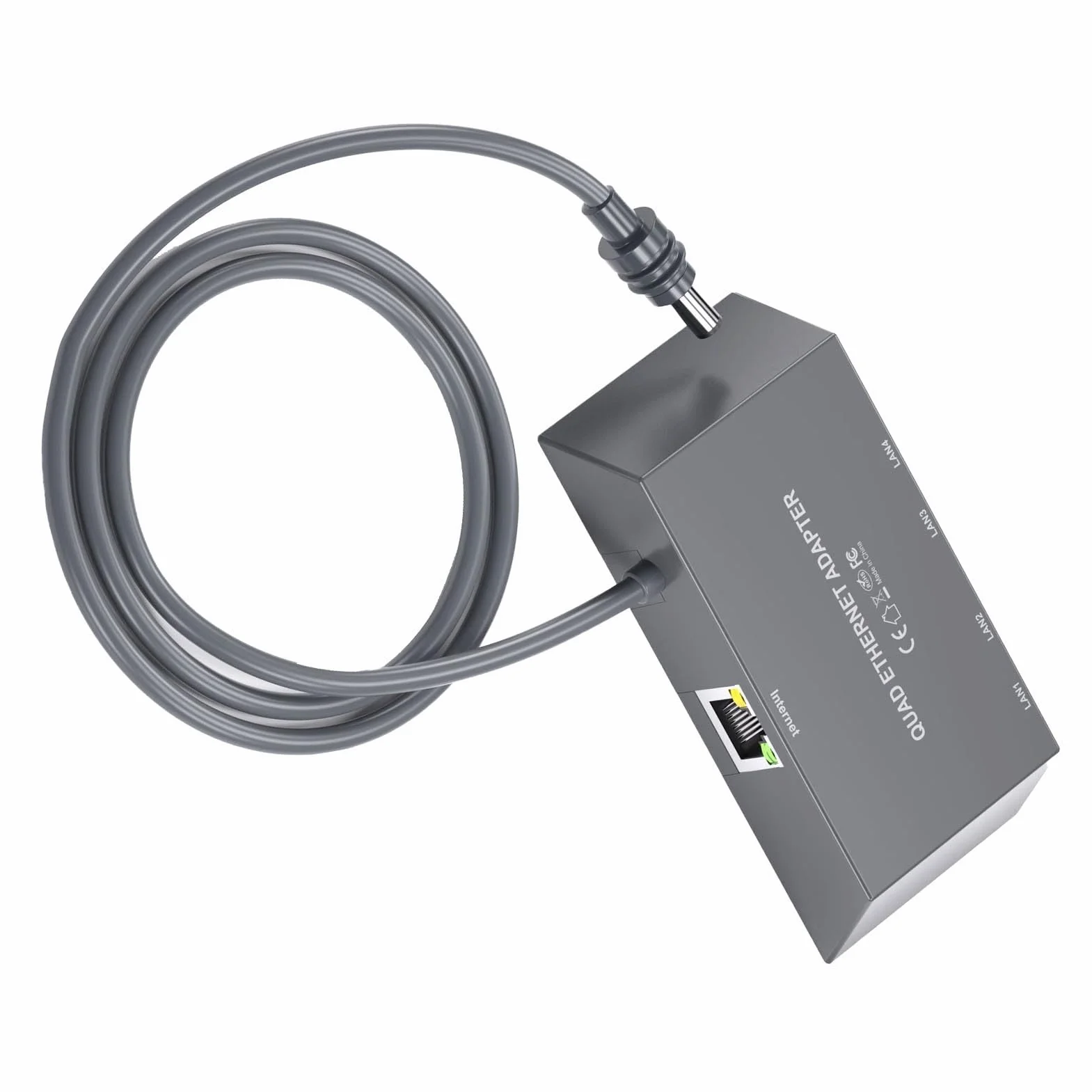 Aramox Wieloportowy Adapter Satelitarny Ethernet ABS 4-portowy Adapter Ethernet do 1 Gb/s Plug and Play Stabilna sieć Przewodowa dla Inteligentnych urządzeń Domowego Biura dla 3. Generacji