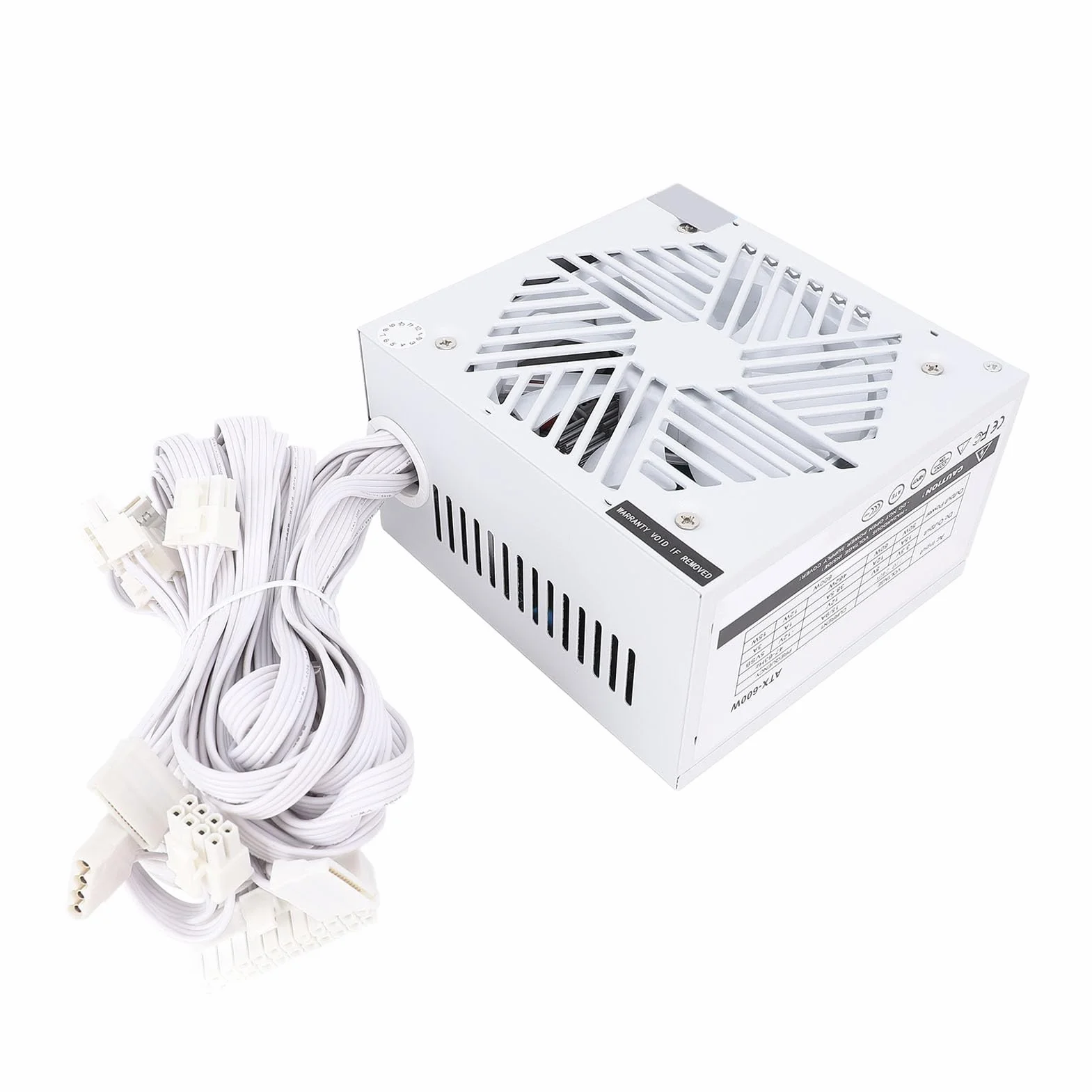 Generic Inteligentny Zasilacz Komputerowy ATX 600 W z możliwością Wszechstronnej Manipulacji i Kompleksowymi Funkcjami Ochronnymi dla Entuzjastów Gier Stop Aluminium W Kolorze Białym z Kablem