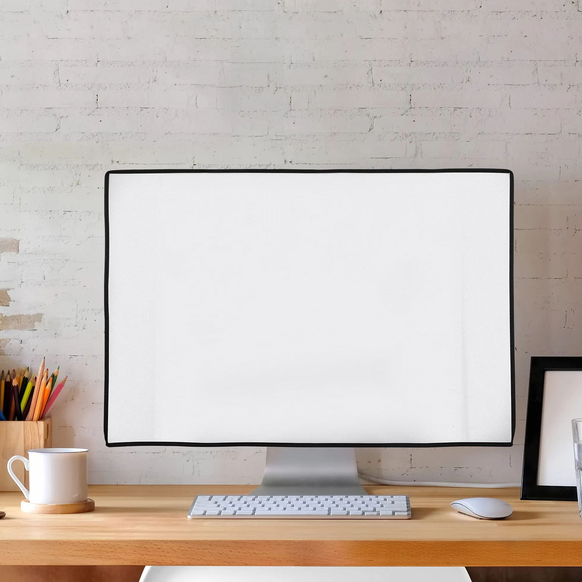 kwmobile Pokrowiec na ekran komputera kompatybilny z monitor 31-32" - Pokrowiec na ekran PC - Biały