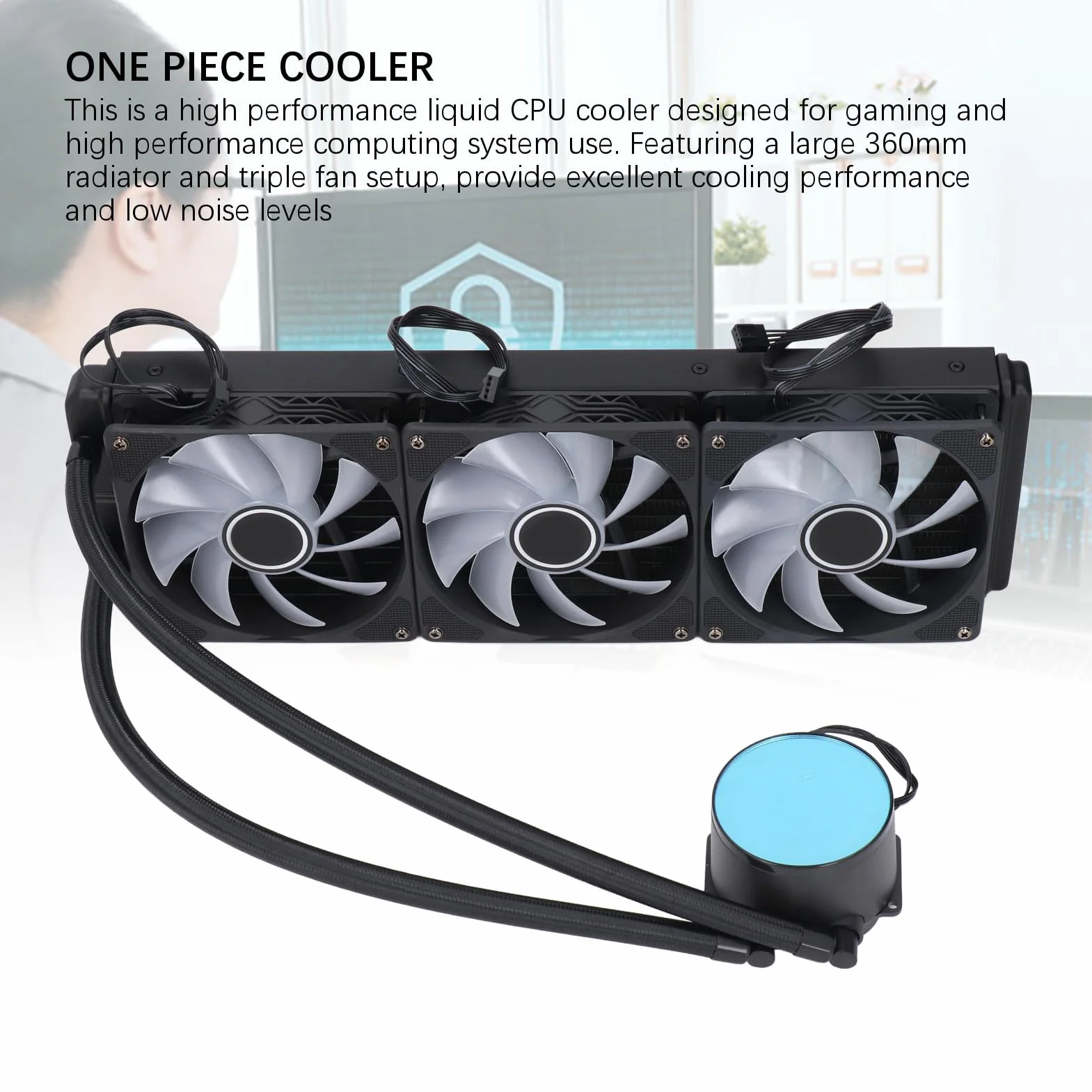 Alomejor Chłodnica Procesora Wentylator Chłodnicy Wysokowydajny System Chłodzenia cieczą do Gier LGA 1700 1200 115X, z Oświetleniem RGB dla Entuzjastów Komputerów PC