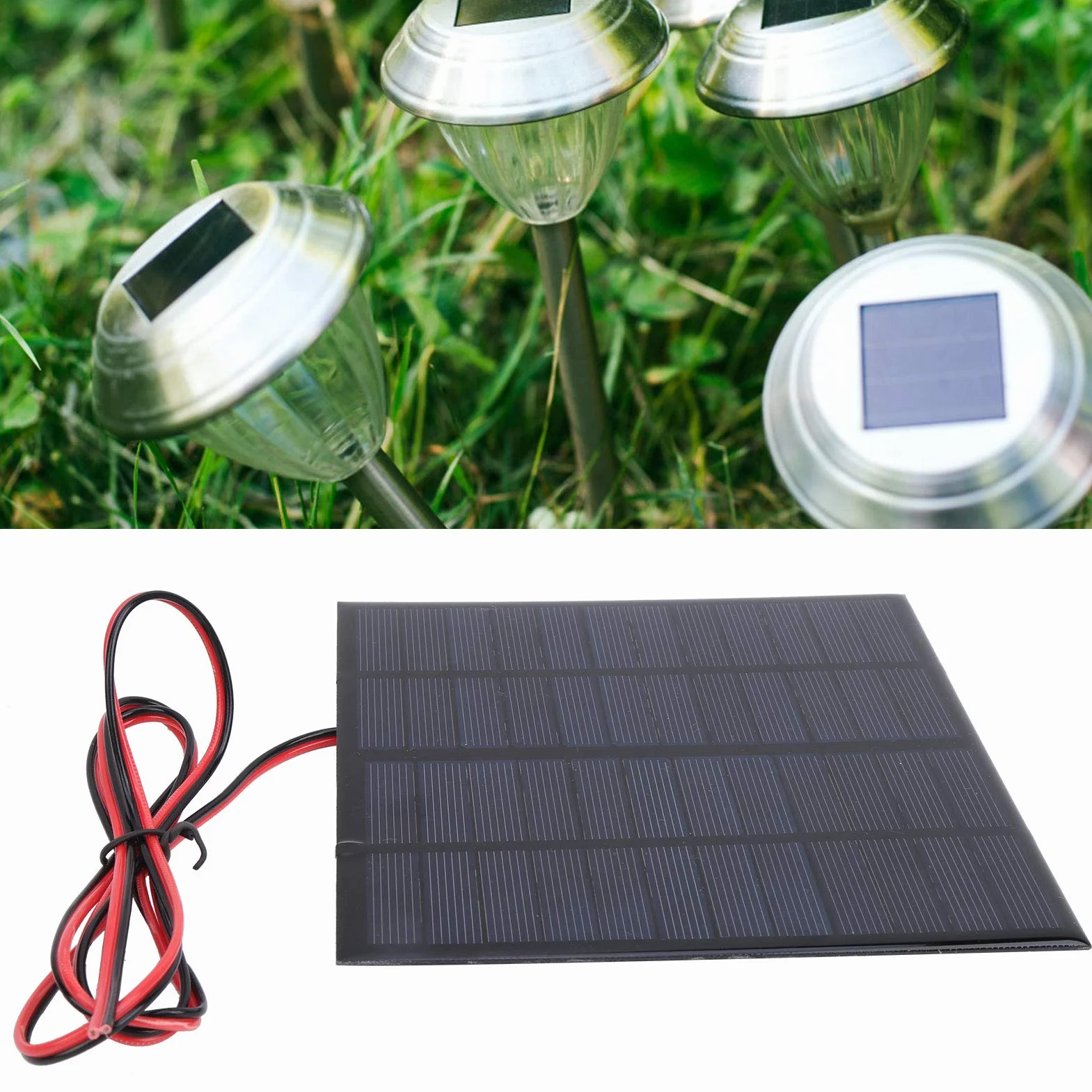 Moduł panelu słonecznego, ładowarka solarna 12 V 3 W, mini przenośna ładowarka do paneli słonecznych, panel słoneczny, moduł płyty epoksydowej z kablem 1 m