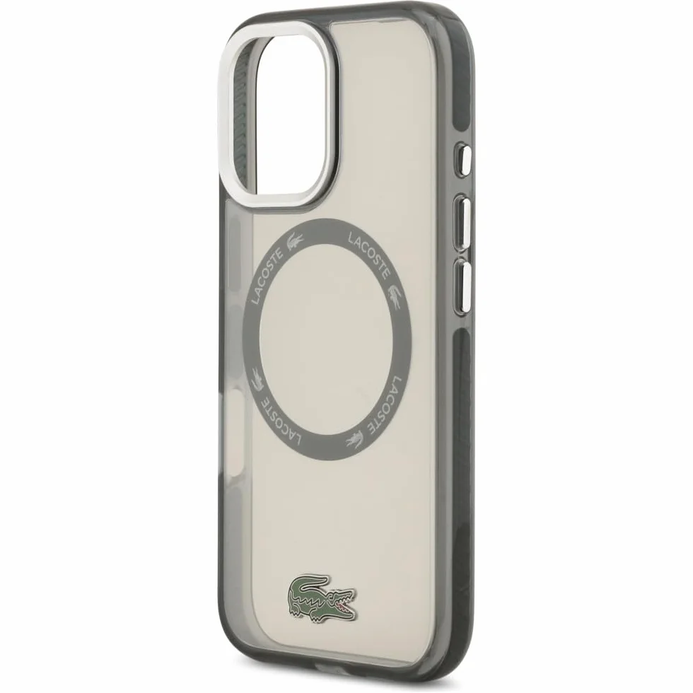 CG MOBILE Lacoste Shockproof przezroczyste etui kompatybilne z MagSafe do iPhone 17 x (szare)