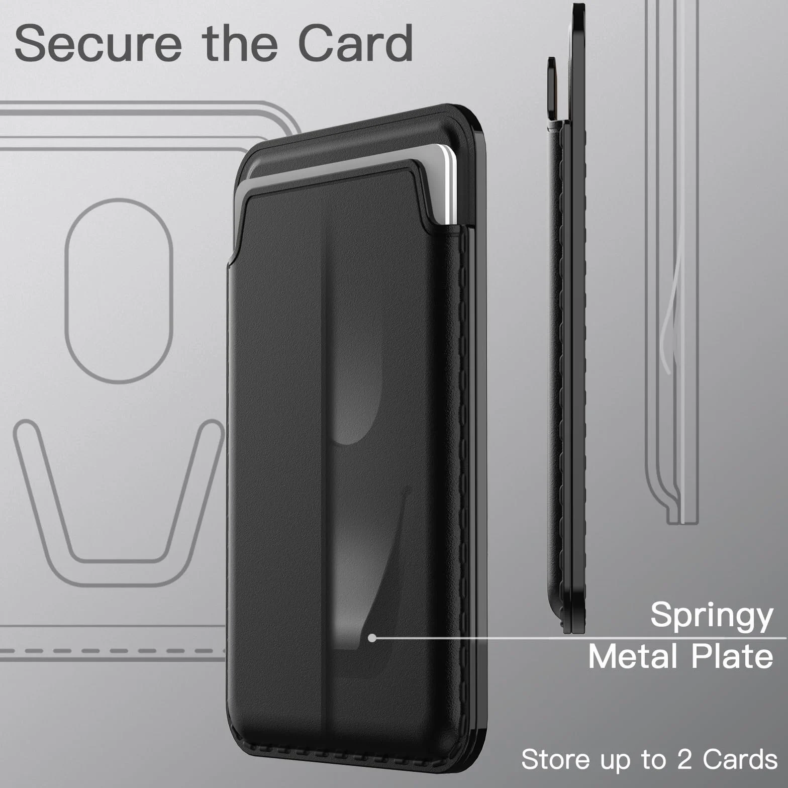 JETech Portfel Magnetyczny MagSafe dla iPhone 17/17e/Air/16/15/14/13/12 Serii, Pixel 10 Serii, PU Posiadacz Karty, Czarny