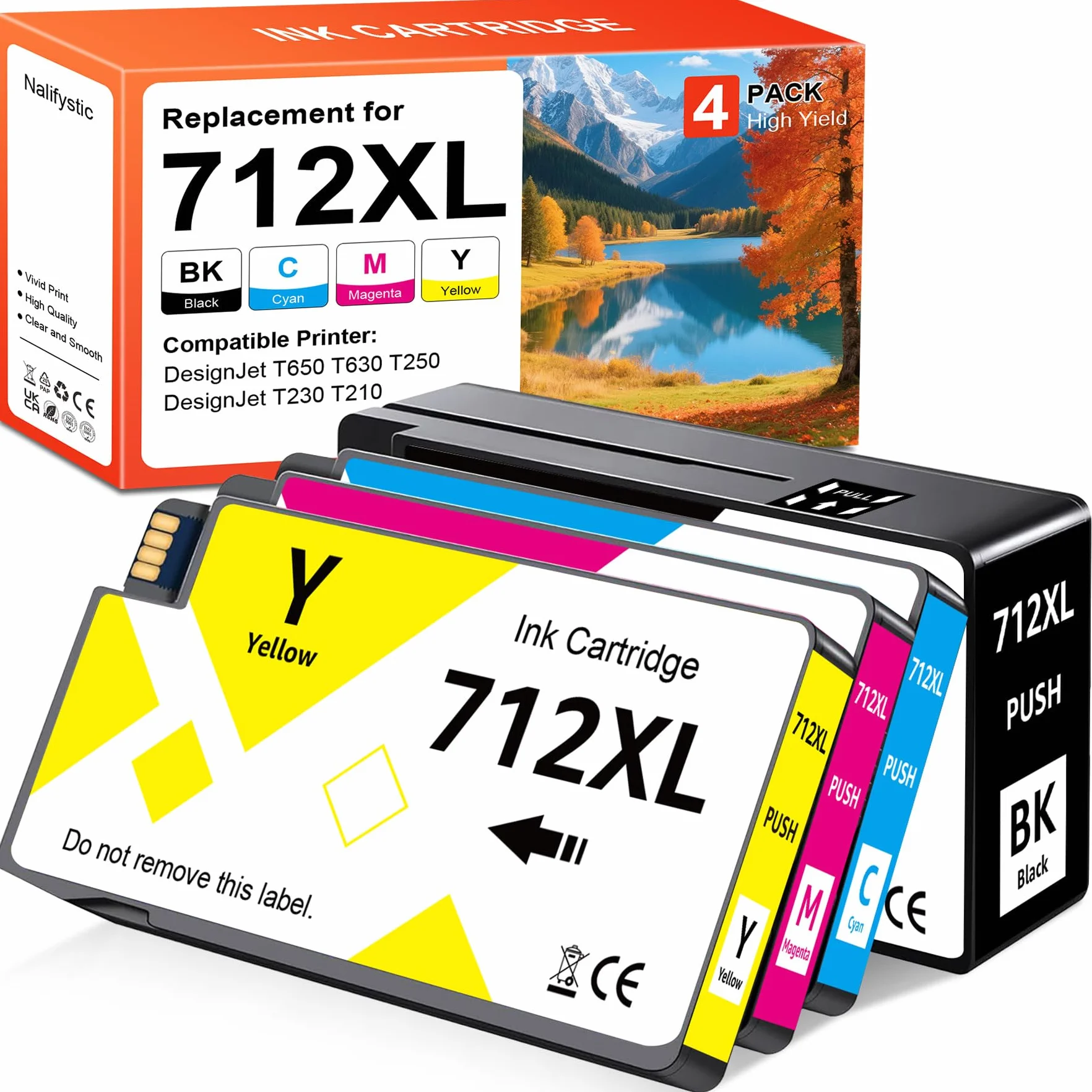 Wiederaufbereitete 712XL 712 XL wkłady wymienne do HPQ 3ED70A 3ED71A 3ED67A 3ED68A 3ED69A do drukarki studyjnej DesignJet T650 T630 T250 T230 T210 (4 szt., BK/BK/C/M/Y)