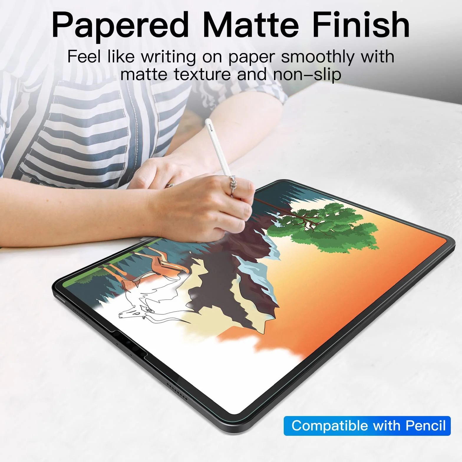 JETech Ochraniacz Ekranu Papierowy dla iPad Pro 12.9 Cala 2022/2021/2020/2018 (6./5./4./3. Generacji) z Łatwa Instalacja Rama, Szkło Hartowane z Folia Papier-Matowa Skończy Antyodblaskowe, 1 Paczka