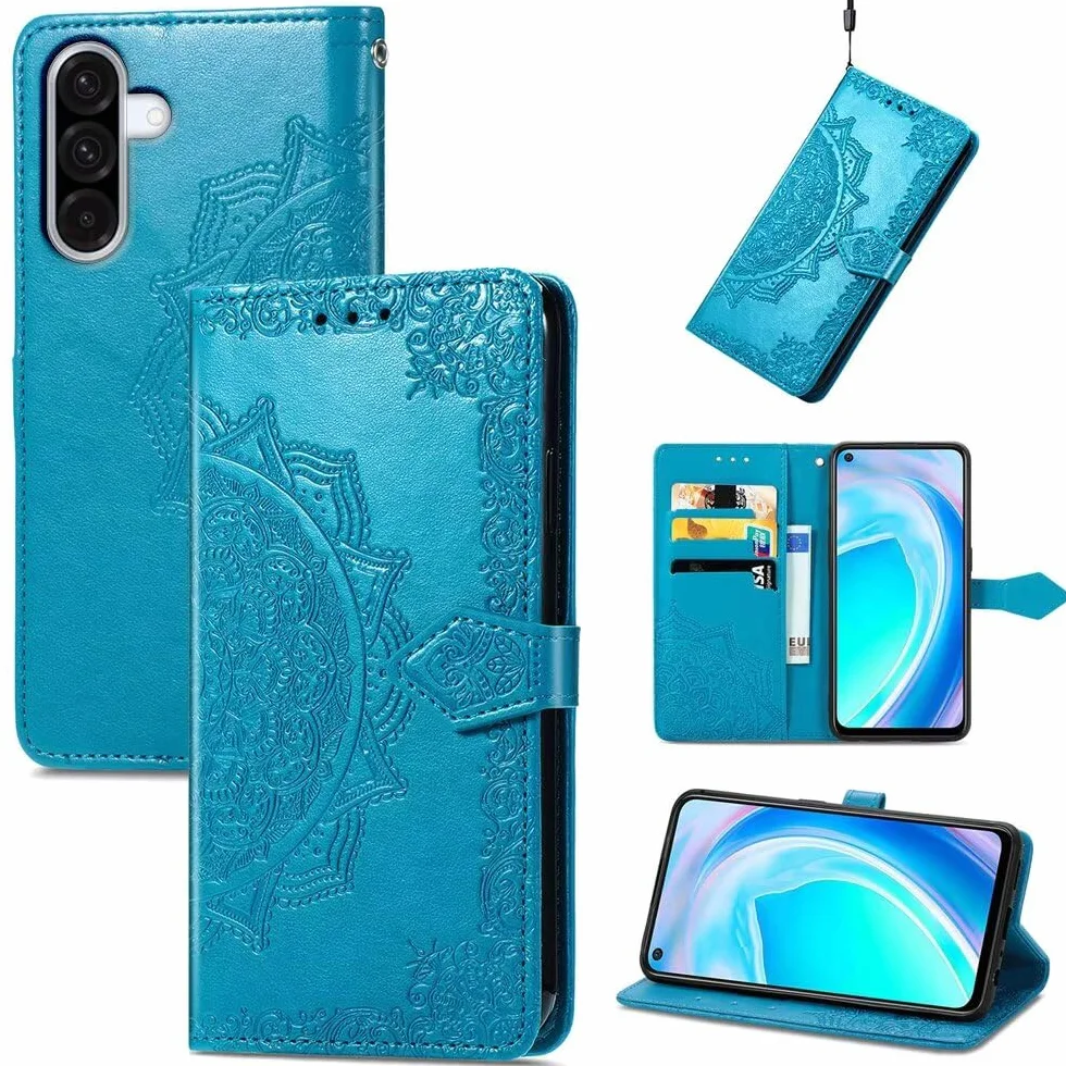 HONLEN Etui do Samsung Galaxy A56 5G, (6,7 cala) Premium PU skórzane etui z portfelem magnetycznym z klapką, 3 etui na karty z podpórką niebieskie