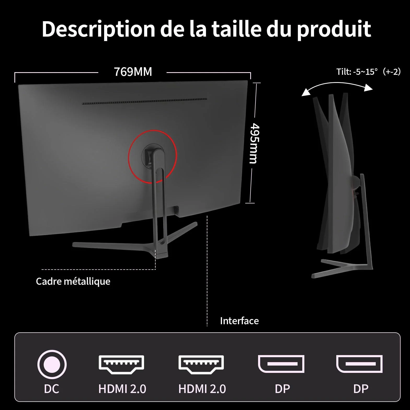 CRUA 32-calowy ekran PC Gamer 4K, monitor gier UHD (3840 x 2160) ekran PC - VA 1ms GtG 60 HzHZ, wyświetlacz HDRTM 400, 98% DCI-P3, AMD FreeSync, nachylenie, regulacja wysokości, tryb portretowy