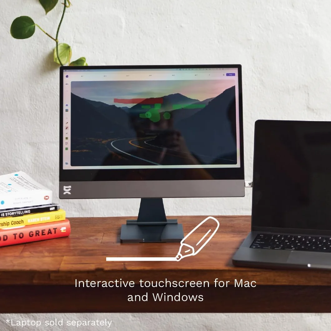 espresso Displays Przenośny monitor dotykowy 38.1 cm z regulowaną podstawką, ultracienki, 1080p Full HD, USB-C, ekran dotykowy do laptopa, Mac, PC, gier i podróży