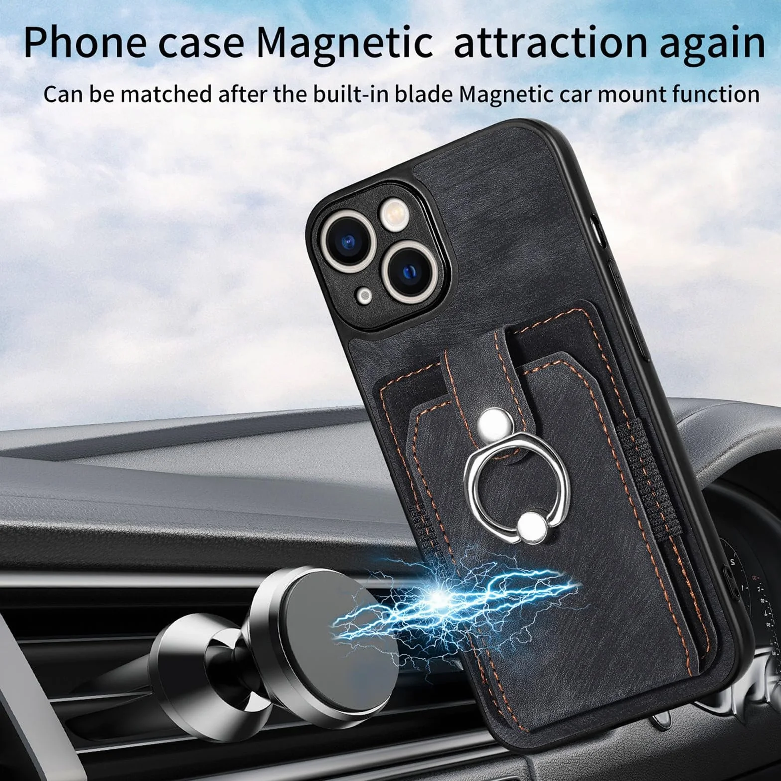 Generic etui kompatybilne z iPhone 15 Pro (kolor: różowy) portfel skórzany uchwyt pierścieniowy twardy silikonowy futerał na tył