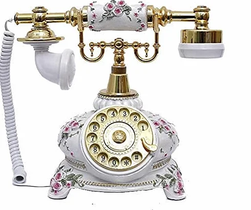 Telefon retro z tarczą obrotową Telefon stacjonarny w stylu vintage z tarczą obrotową Funkcje: tradycyjny dzwonek i przycisk tarczy
