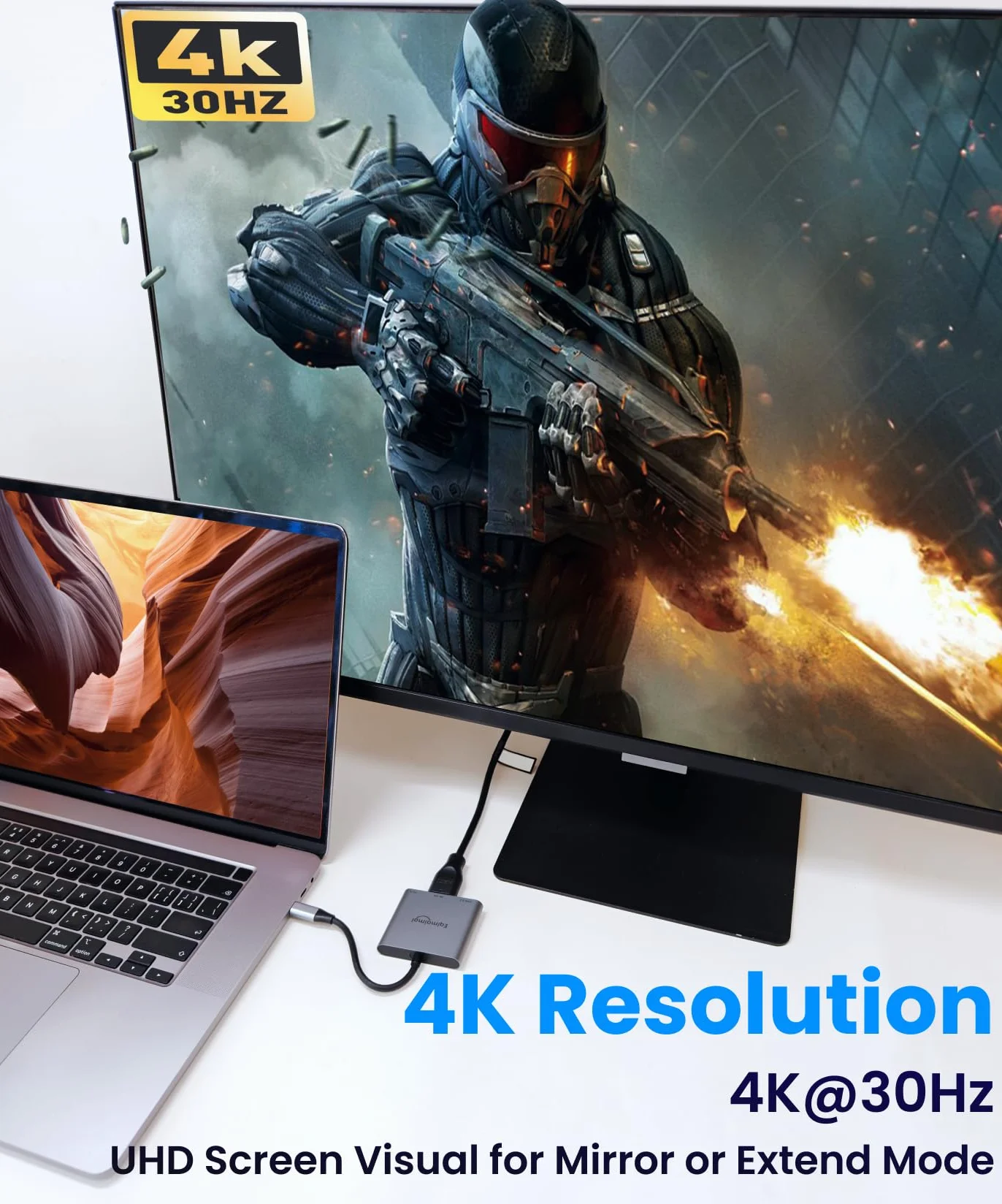 Adapter USB C na HDMI, 4K przy 30 HDMI na USB C, adapter USB C na HDMI z USB 3.0, ładowanie PD 100 W, wieloportowy koncentrator kompatybilny z MacBook Pro, iPad Air, iPhone, laptopem, telewizorem
