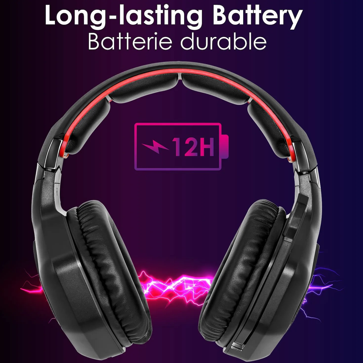 EMPIRE GAMING - WarCry P-W1 gamingowy zestaw słuchawkowy z mikrofonem – PC/PS4/PS5/Xbox/Mac-2.4 GHz Wireless – Surround Sound Stereo – LED czerwony