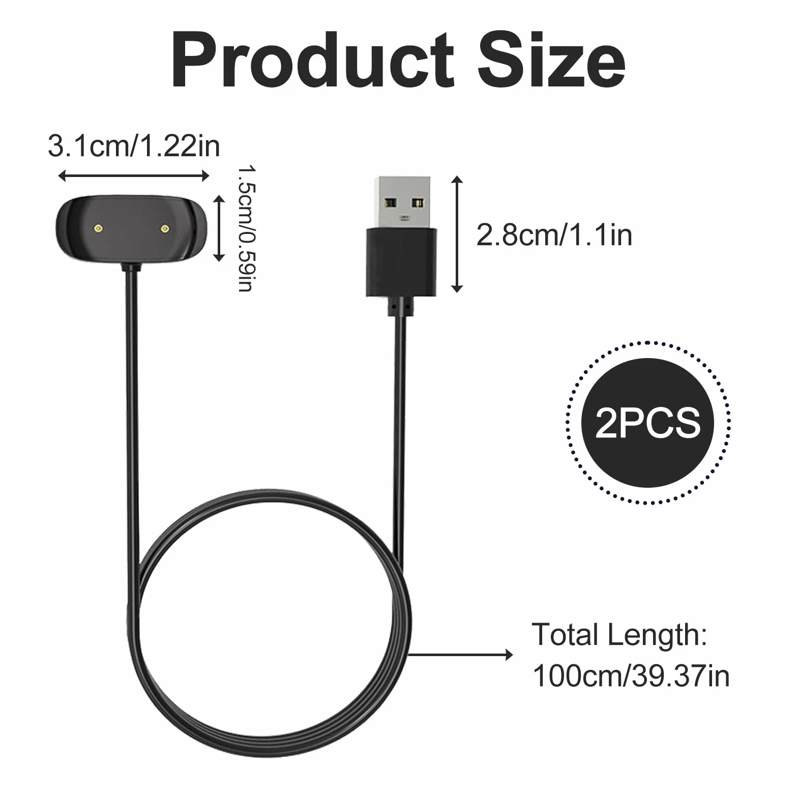Magnetyczne kable ładujące do Amazfit GTS 4 Mini GTR 2 GTS 2 Mini Bip 3 Pro Bip U, ładowarka USB 1M