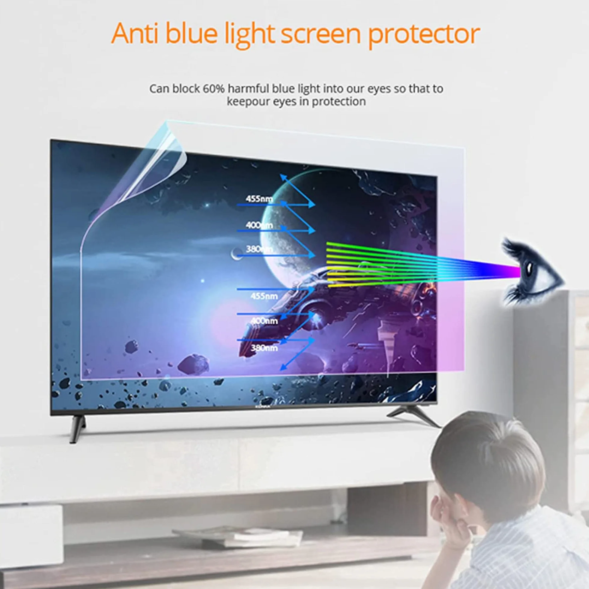 Osłona ekranu telewizora Smart TV Folia ochronna na ekran telewizora 50 cali, matowy filtr do telewizorów LCD LED 4K OLED QLED HDTV(50in 1095x616mm)