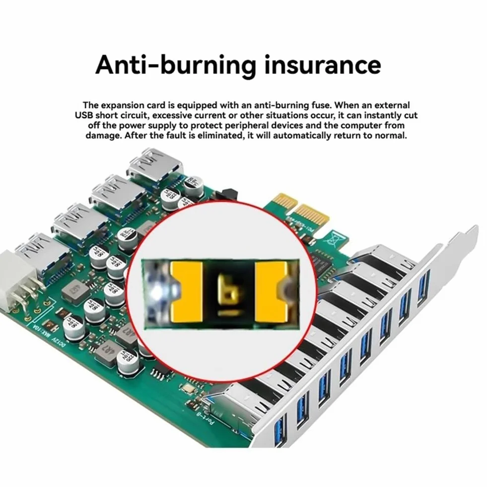 PCIe X1 na 4-kanałowy 12-portowy USB 3.2 Gen1 karta rozszerzeń USB3.0 5 Gb/s karta adapter do komputera stacjonarnego