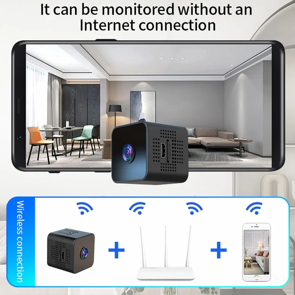 Mokeum Mini kamera szpiegowska, ukryta kamera 1080P o wysokiej rozdzielczości, szerokokątna, bezprzewodowa, inteligentna kamera WiFi, niania, kamera monitorująca bezpieczeństwo w domu, używana na