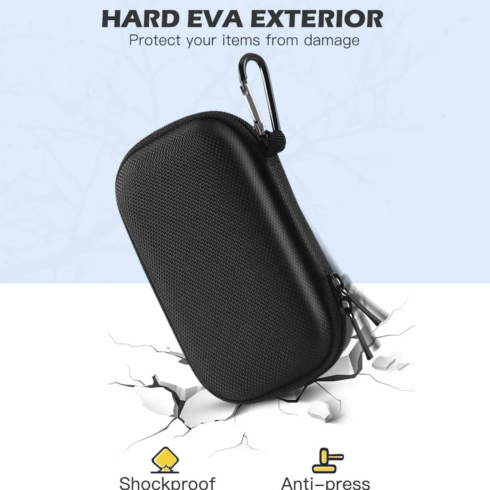 AGPTEK Twarde etui do przechowywania i ochrony iPoda Touch/ MP3/ Mp4/słuchawki/kluczy/kable USB, etui MP4 z podwójną siatką i podwójnym zamkiem błyskawicznym, kompatybilne z ekranem MP3 4/5 cala -