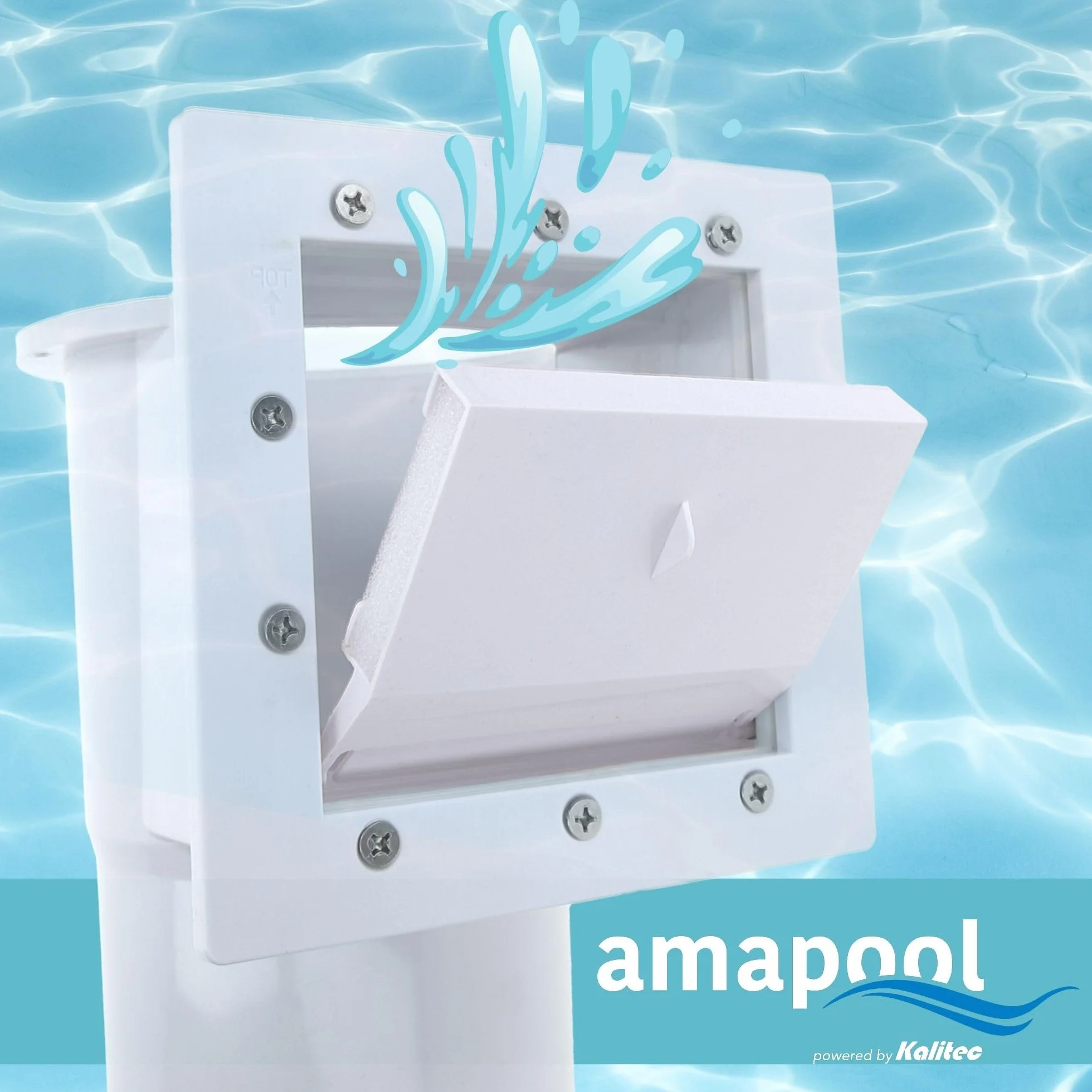 Amapool Klapka do skimmera zamienna 145 x 120 mm do standardowego skimmera - Biała część z tworzywa sztucznego - Do basenów wbudowanych i naziemnych