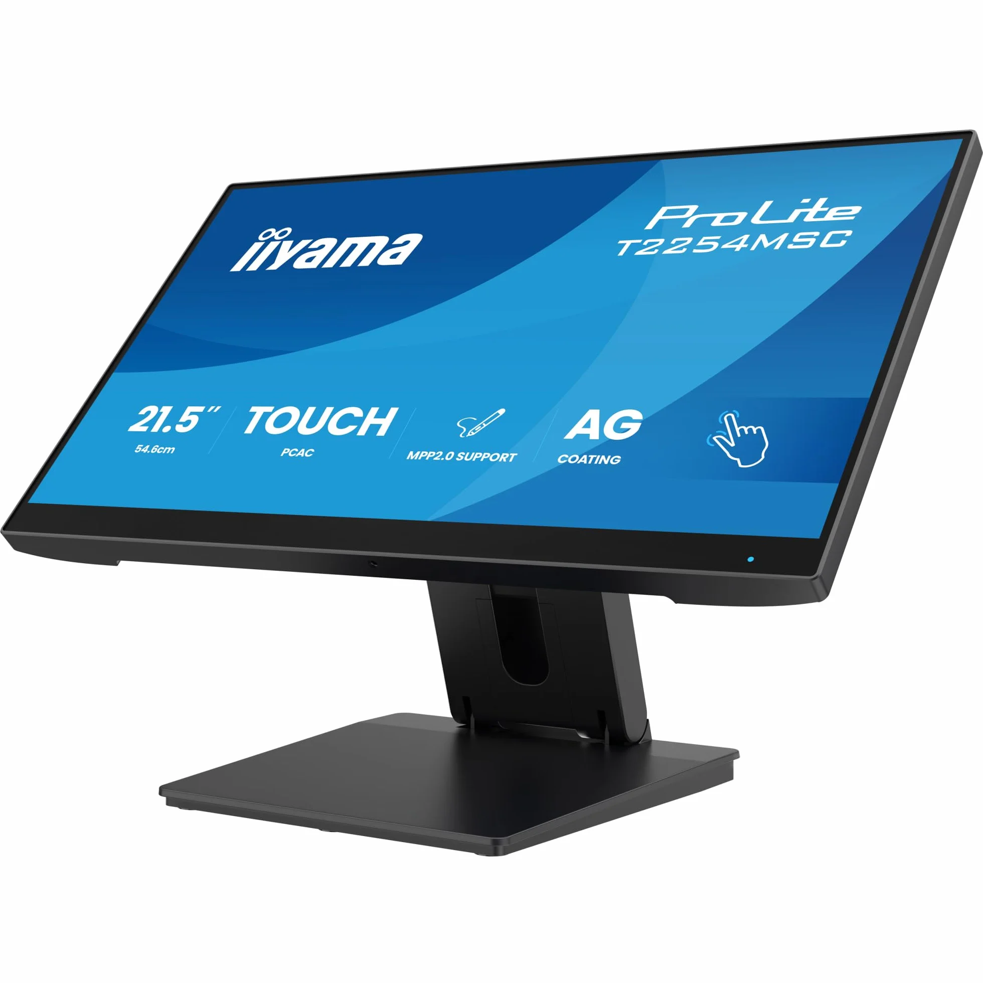 iiyama Prolite T2254MSC-B2AG 54,6 cm 21,5" monitor LED IPS Full-HD 10-punktowy Multitouch Optical-Bonded pojemnościowy HDMI DP USB 3.2 powłoka antyodblaskowa regulacja wysokości 7H MPP2.0 czarny