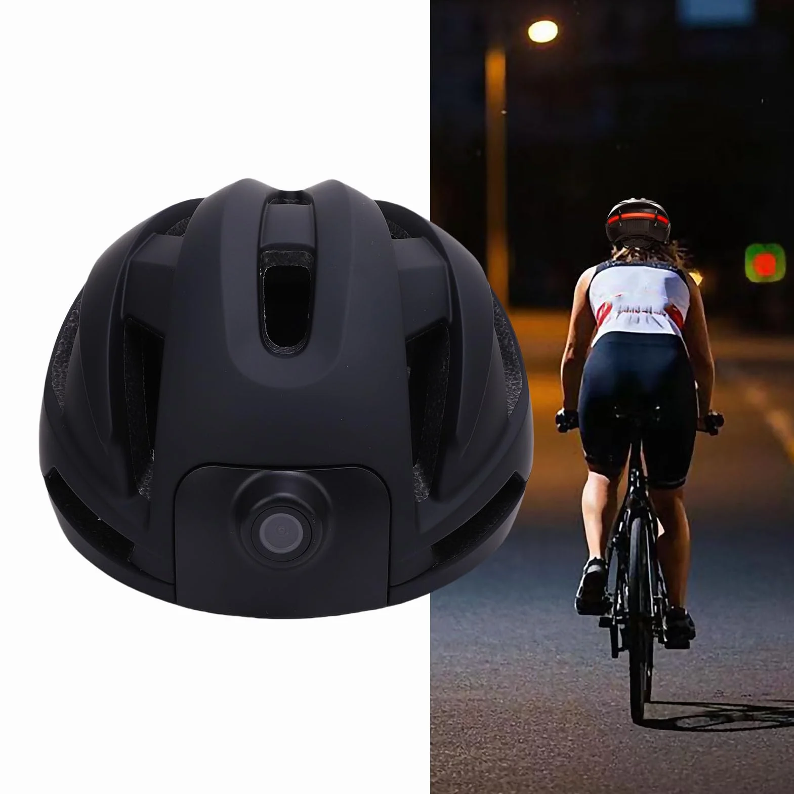 Cuifati Inteligentny Kask Bluetooth, 1080p HD Camera Połączenie Wi -Fi Smart Cycling Helask z Obiektywem o Szerokości 170 °, Hełm Rowerowy z kamerą do Jazdy EBike Electric Scooter