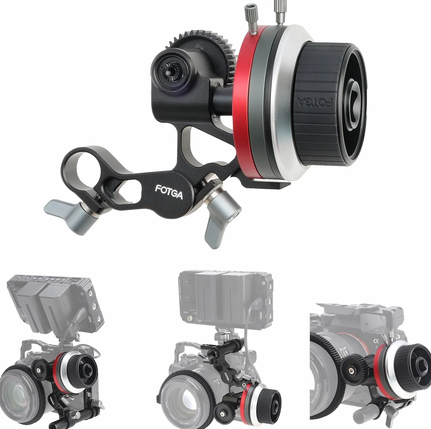 Hersmay Metal Mini Follow Focus z A/B Stops Aparat Podejście Dźwignia Kompatybilny 15 mm Rod Rig Amortyzacja No-Slip Handrad dla DSLR Kamera Kamera Klatka Rig