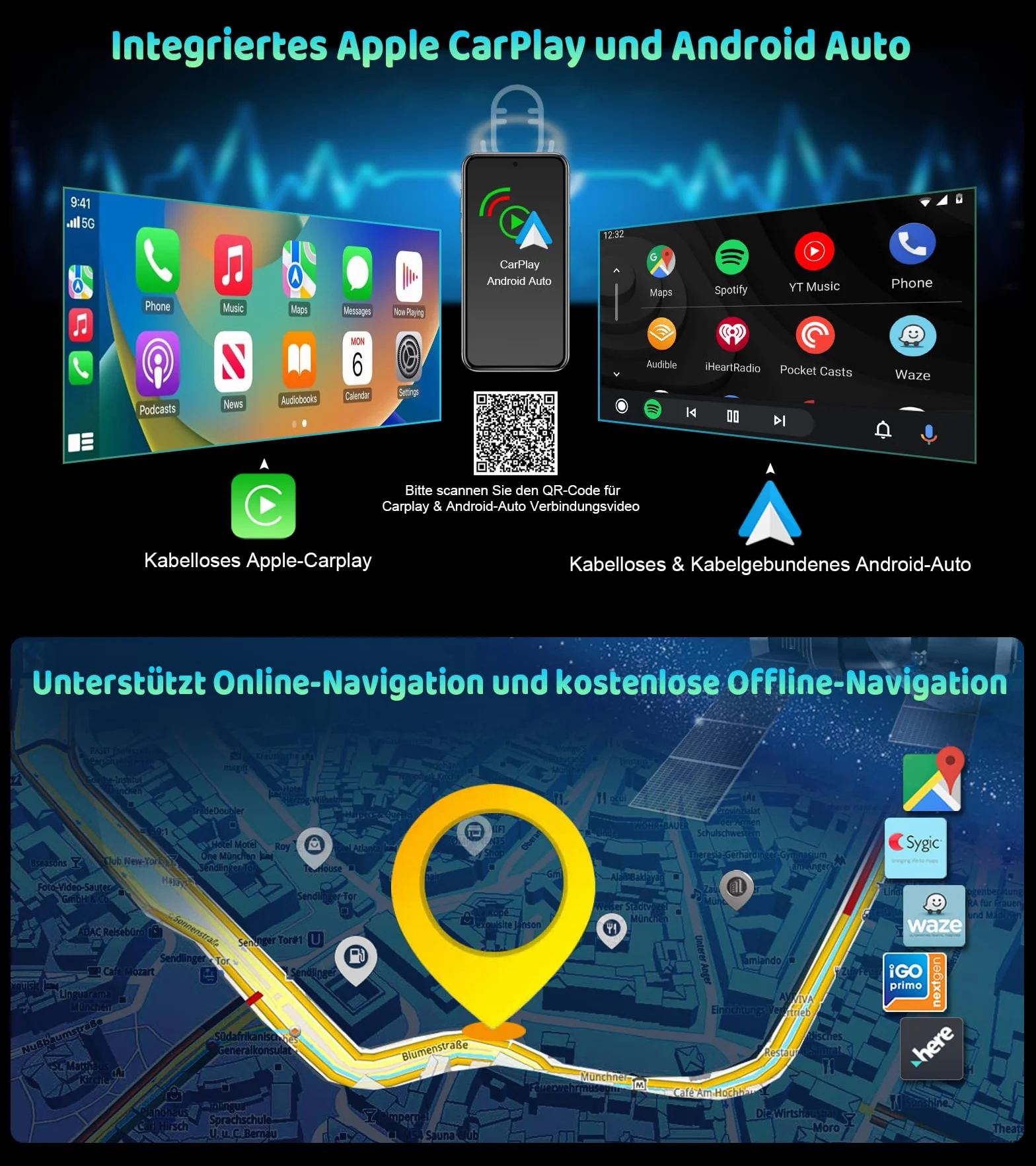 Erisin 8,8 cala 8-rdzeniowy 4 GB + 64 GB Android 13 radio samochodowe Bluetooth 1Din GPS nawigacja do Audi A5 S5 RS5 2009-2016 obsługuje bezprzewodowe CarPlay Android Auto WiFi DAB+ IPS ekran USB DSP
