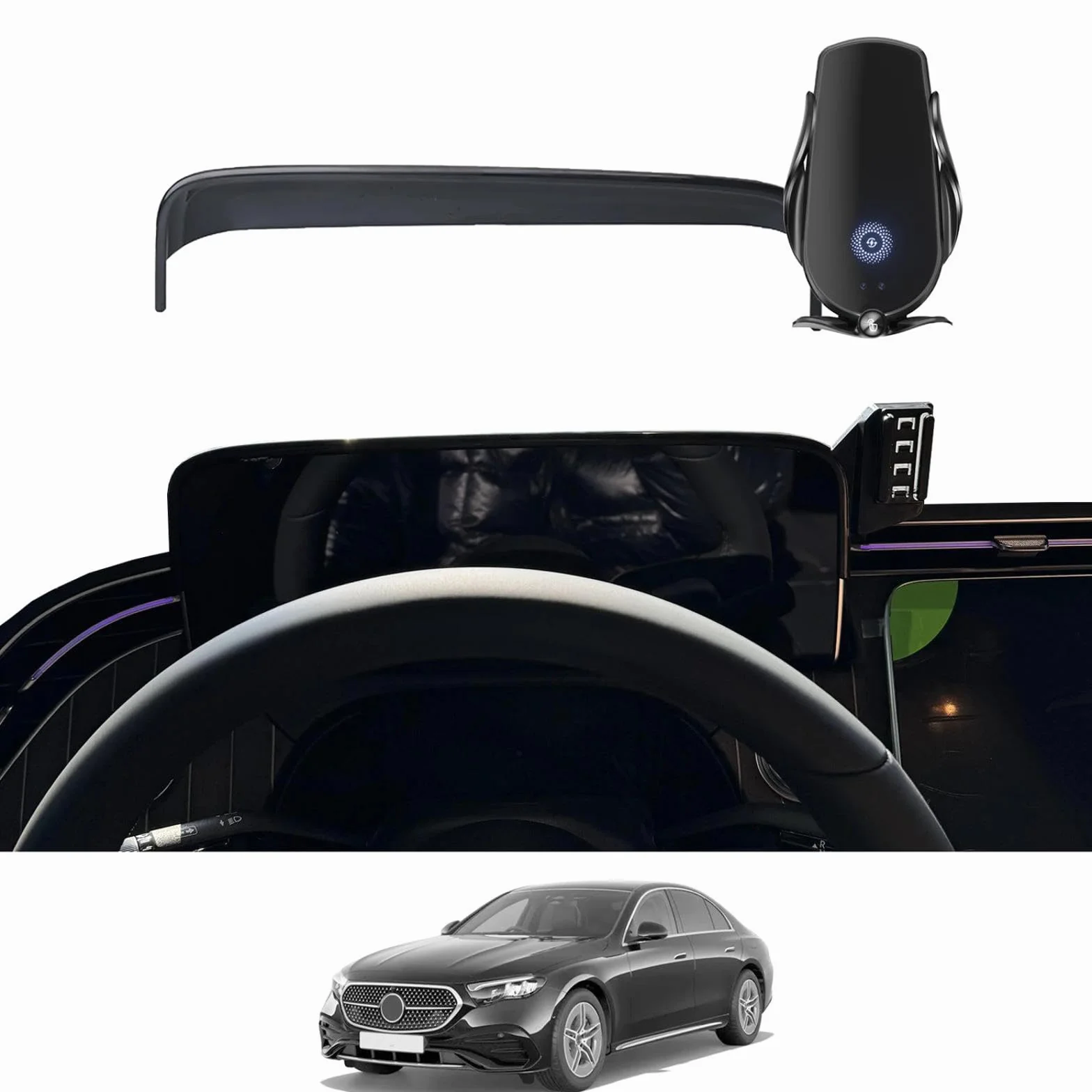 Uchwyt Samochodowy na Telefon dla Mercedes-Benz E-Class W214 2024-2025, uchwyt samochodowy na telefon komórkowy uchwyt GPS stojak na nawigację