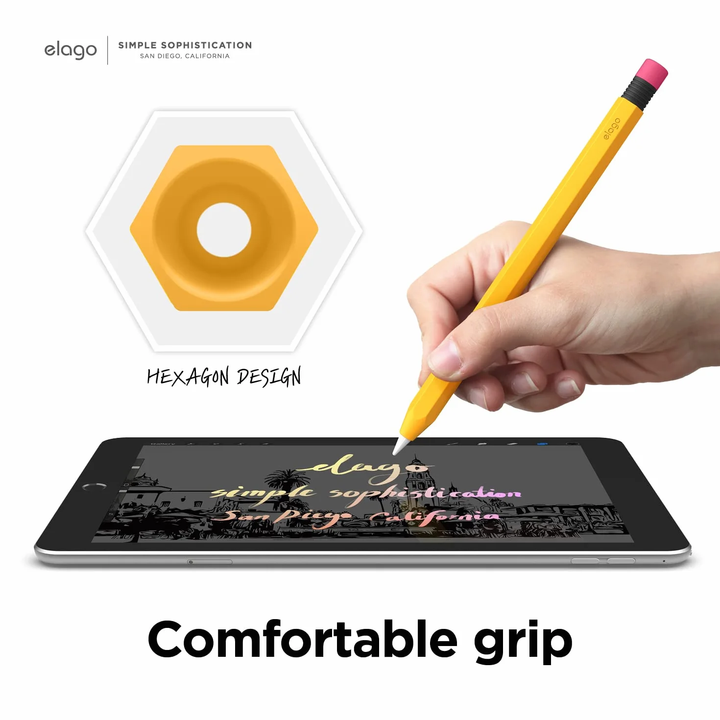 elago Classic Pencil Case Kompatybilny z Apple Pencil First Generation, klasyczny design, trwały silikon (żółty)