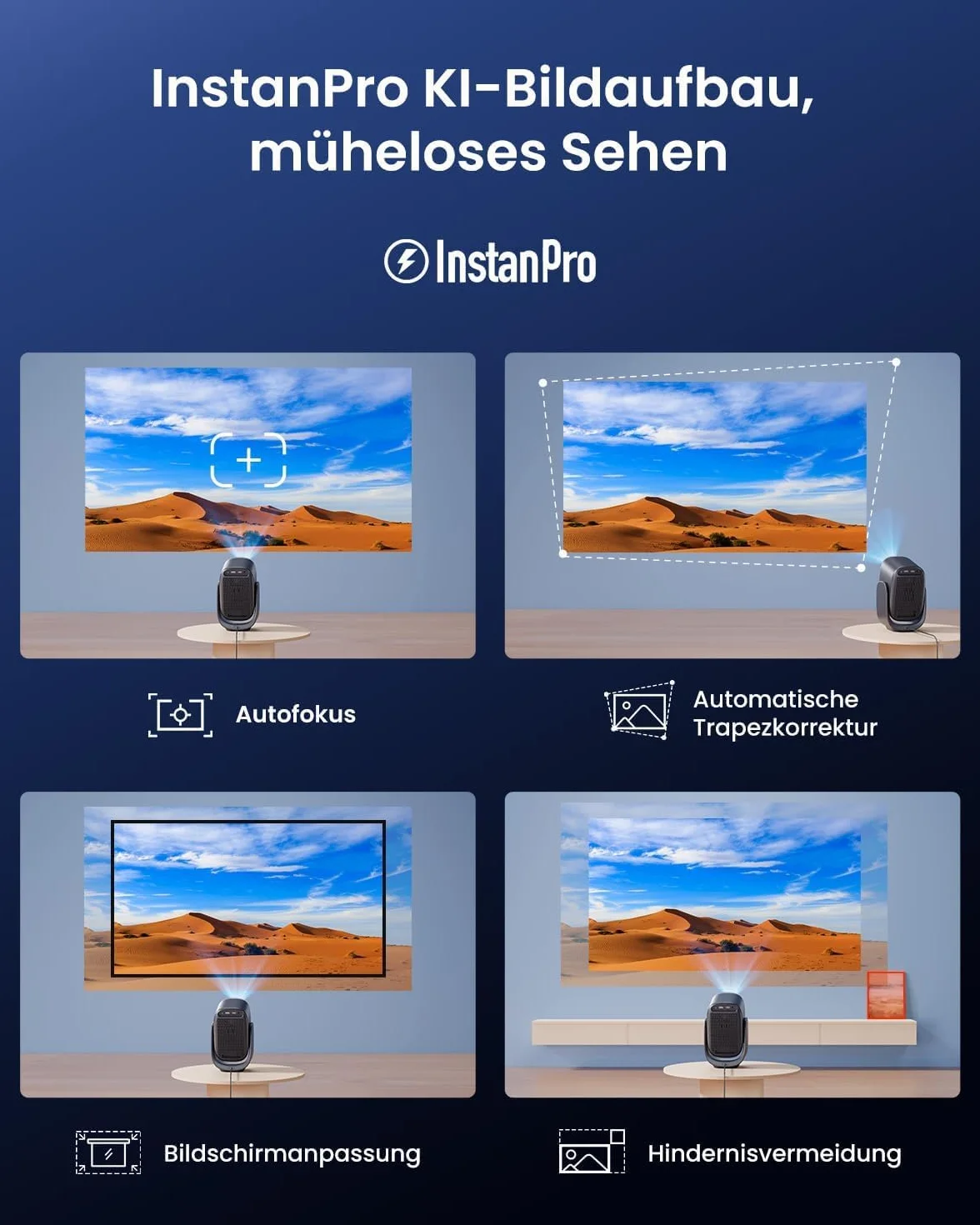 Dangbei N2 Mini projektor do sypialni, inteligentny projektor przenośny ze stojakiem obrotowym o 190°, oficjalny projektor domowy Netflix 1080P, projektor wideo z WiFi i Bluetooth do HD na zewnątrz