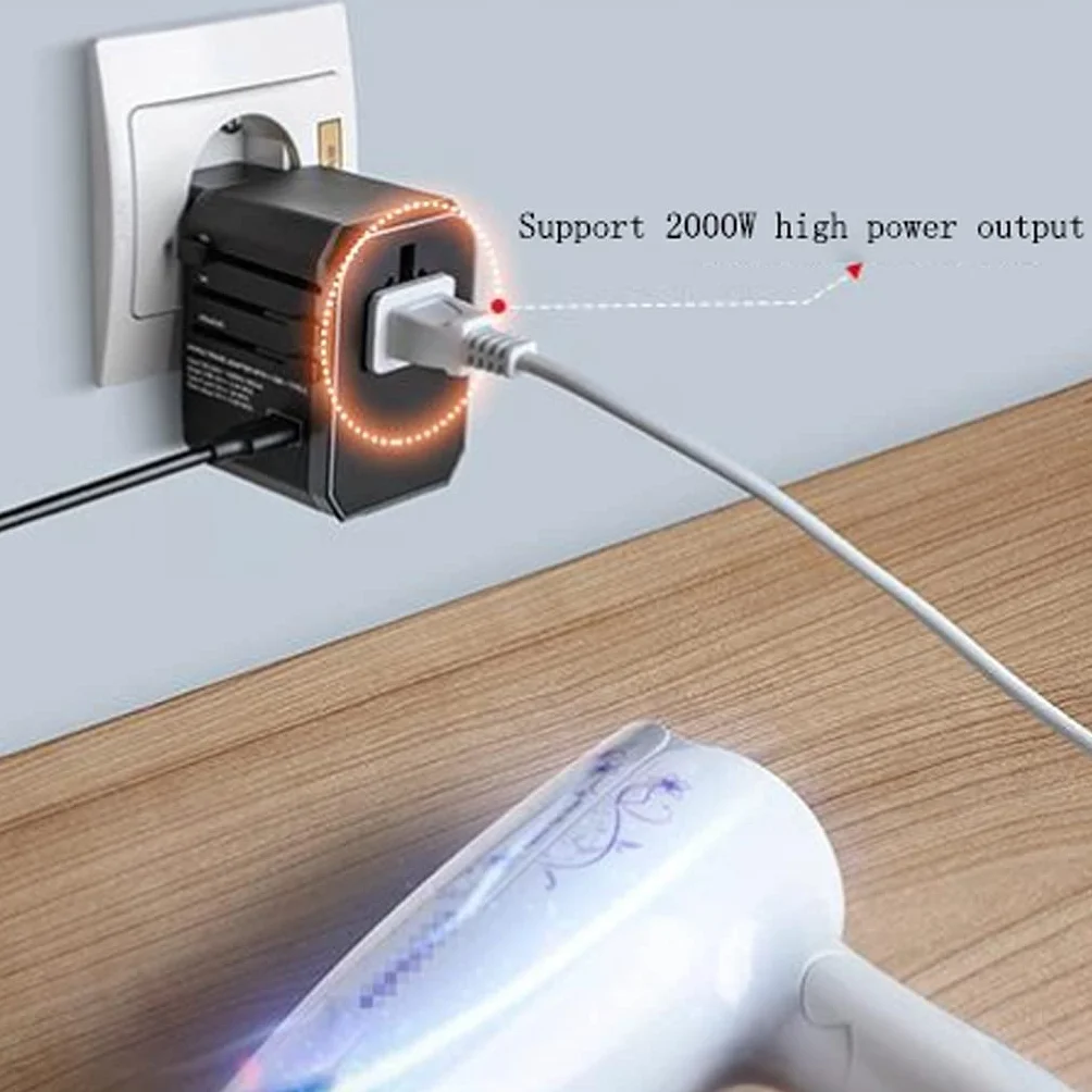 Międzynarodowy konwerter wtyczki, wielofunkcyjny konwerter adaptera na całym świecie, międzynarodowa zasilacz z 4 Usb. (Color : A)