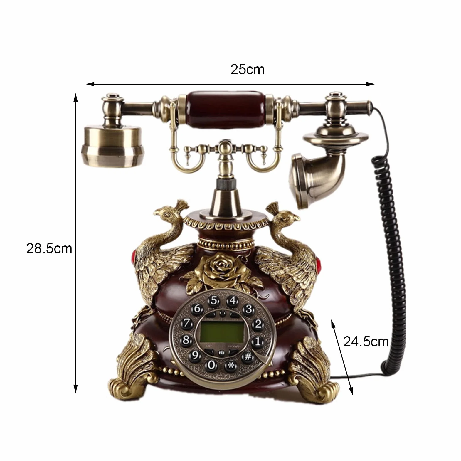Antyczny telefon Zabytkowy telefon stacjonarny Retro Słuchawka przewodowa Staromodne telefony domowe Telefon domowy i biurowy