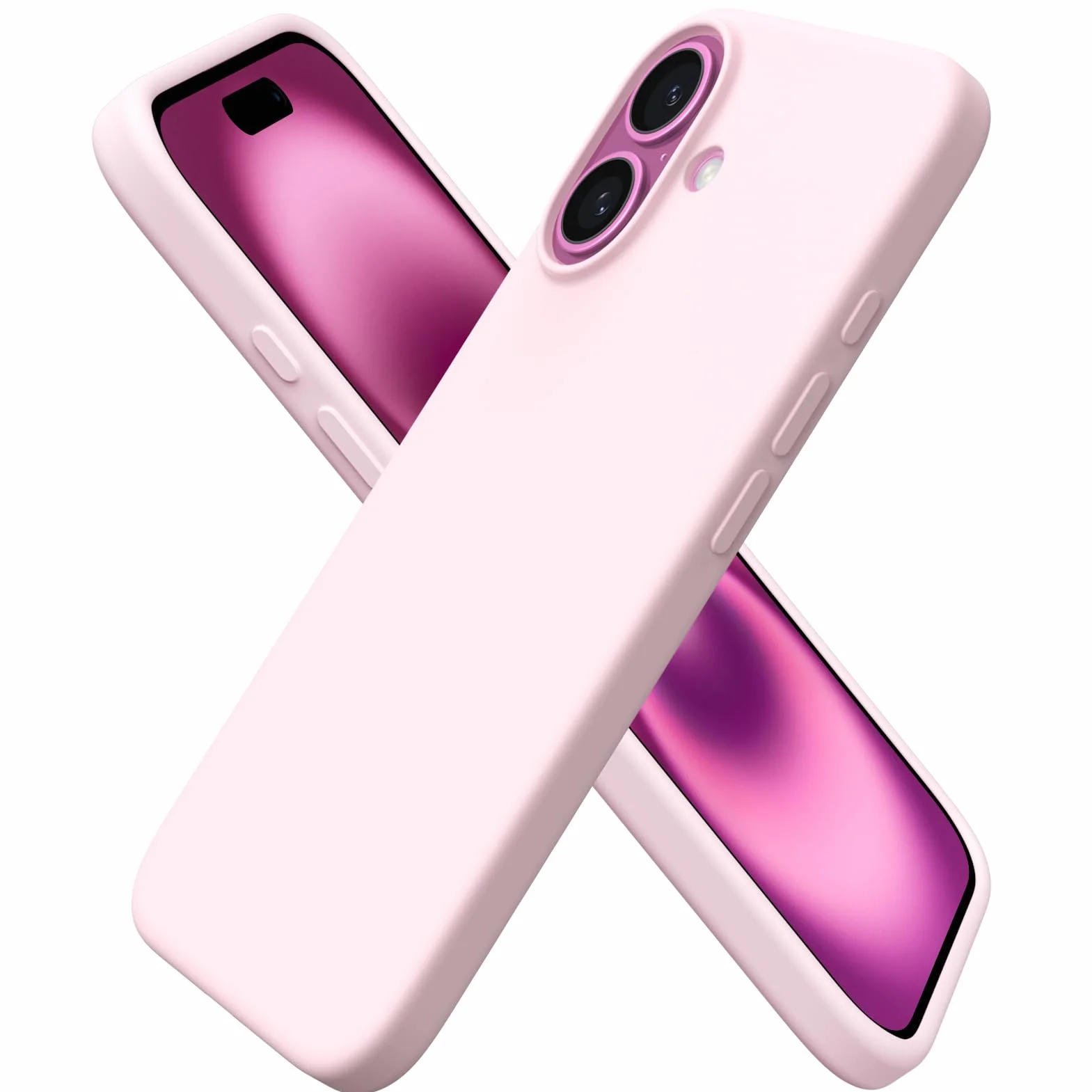 ORNARTO Silikonowe etui iPhone 16 6,1" ochronne różowe